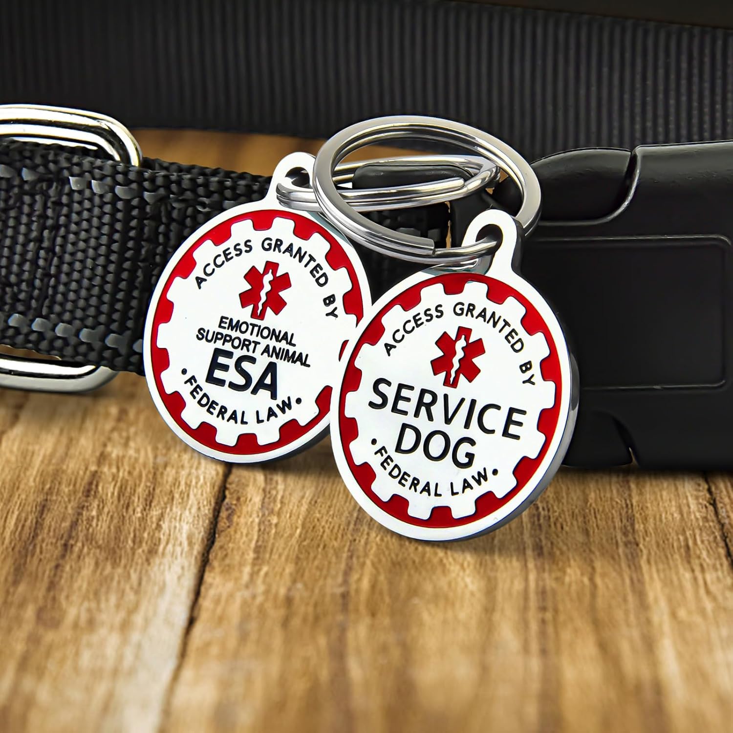 Etiqueta de identificación de perro de servicio personalizada grabada, etiquetas personalizadas de apoyo emocional ESA para perros y gatos, placa de
