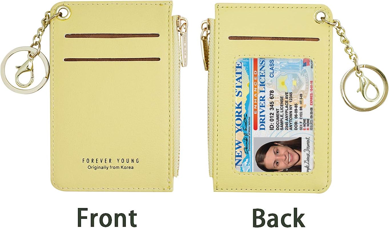 Carteras pequeñas de cuero delgado para mujeres, tarjetero, cartera, monedero con llavero