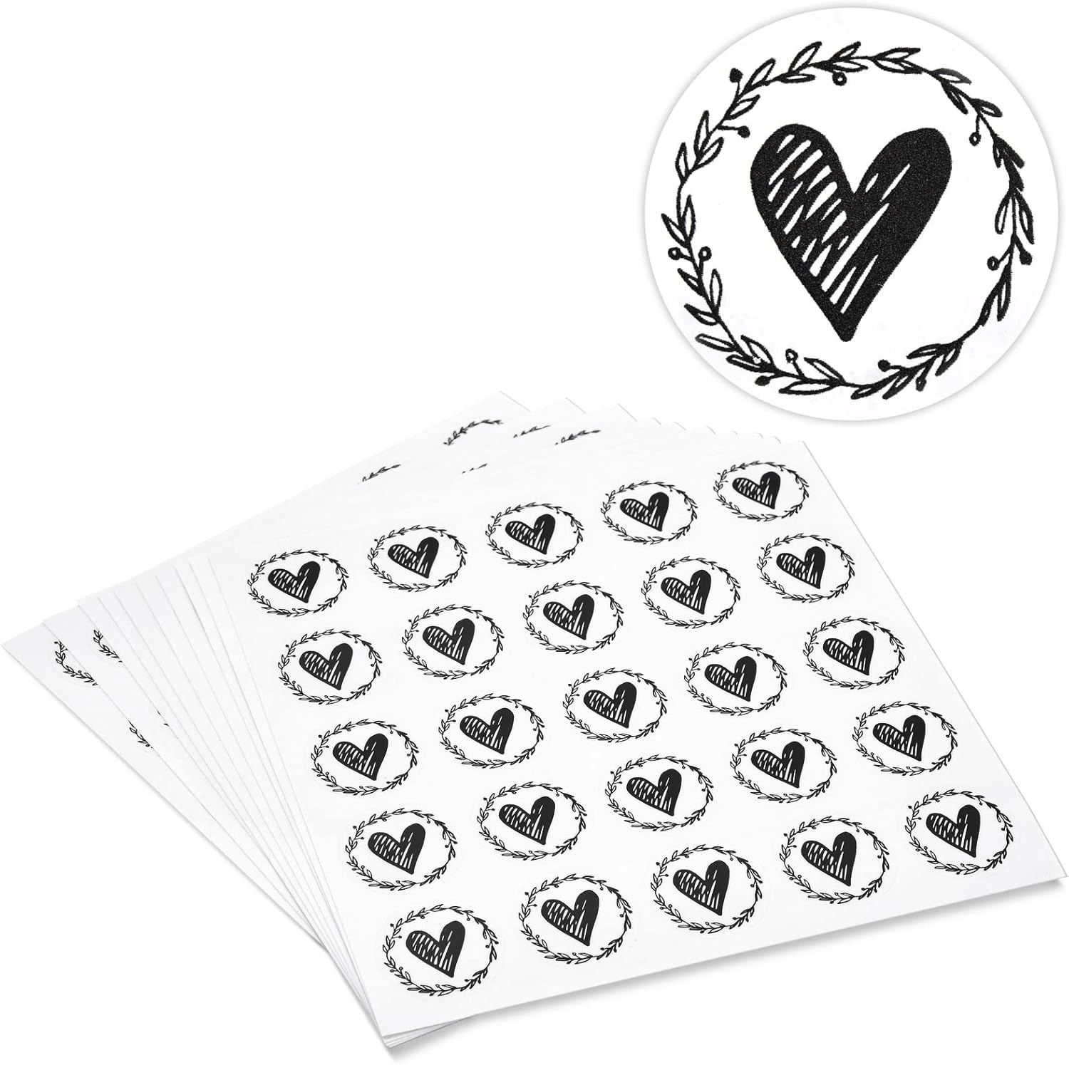 Paper Junkie Paquete de 250 calcomanías de corazón para tarjetas de felicitación, calcomanías de sobre para invitaciones de boda, tarjetas de