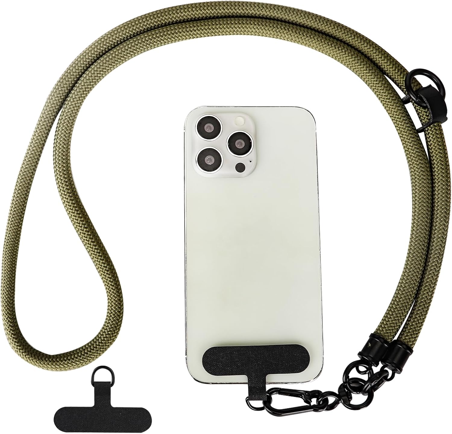 Cordón para teléfono celular, cordón desmontable universal ajustable para teléfono, correa para teléfono, con parche de cordón para teléfono × 2
