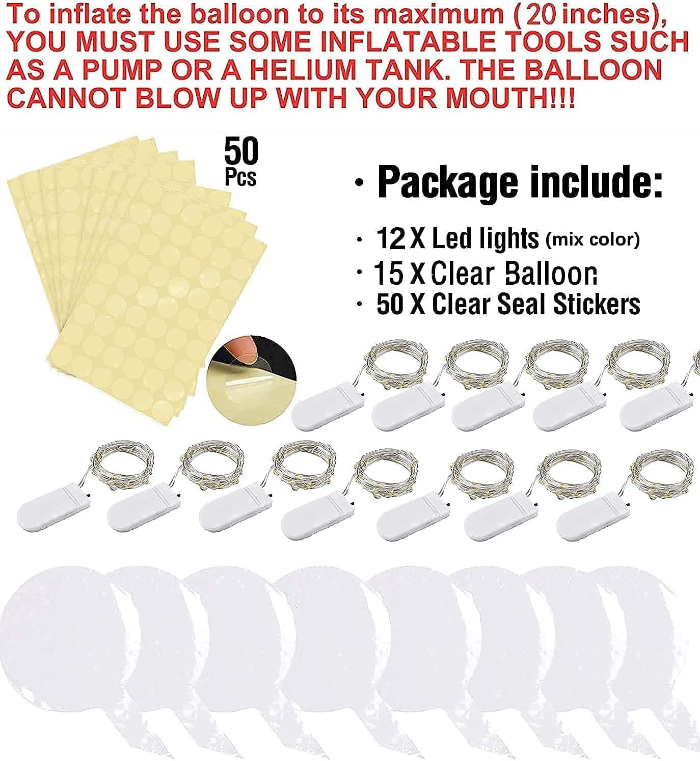 Globos con luz LED, globos transparentes Bobo para fiestas, cumpleaños, aniversarios, bodas (verde, con batería)
