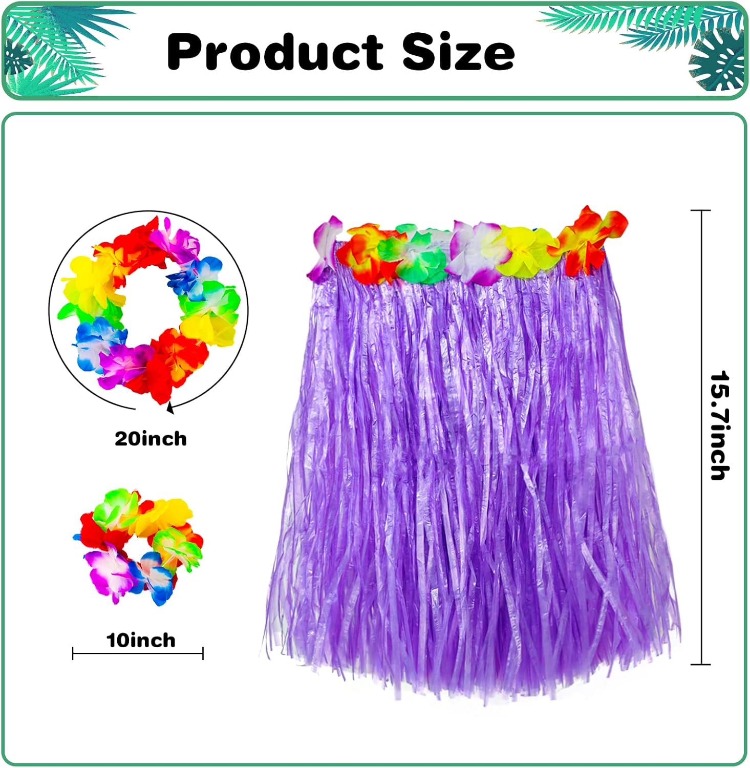 Garma La falda de hierba para niños a granel incluye 12 faldas hawaianas de Luau Hula + 12 diademas + 24 pulseras para fiestas temáticas hawaianas,