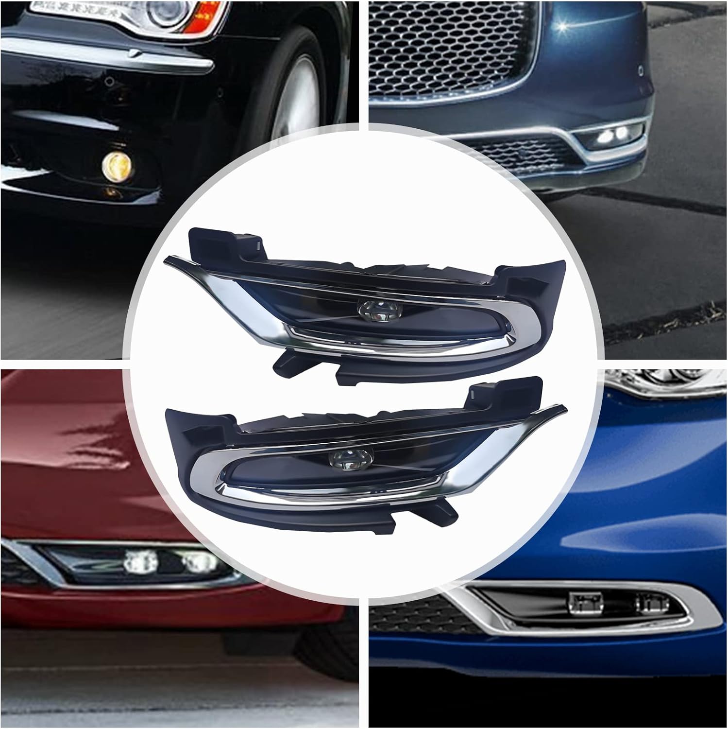 Par de luces antiniebla LED cromadas para conductor y pasajero con interruptor para Chrysler 300 2015-2021