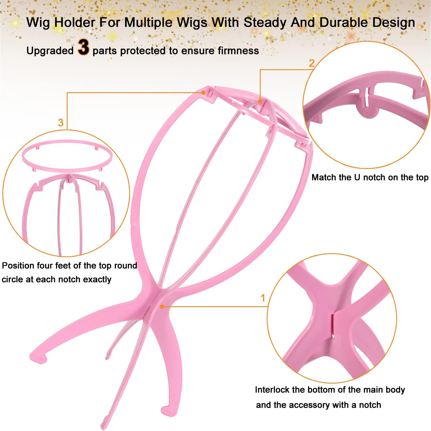 Soporte para peluca, soporte de peluca corta, soporte portátil para peluca, soporte de peluca plegable para múltiples pelucas, soporte de exhibición