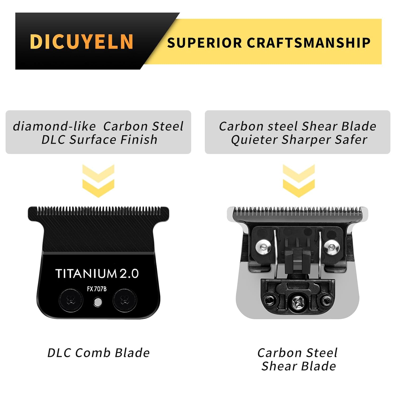 FX707B – Cuchillas de repuesto para todas las recortadoras BaBylissPRO FX787 y FX726, cuchillas de repuesto DLC compatibles con cuchillas de