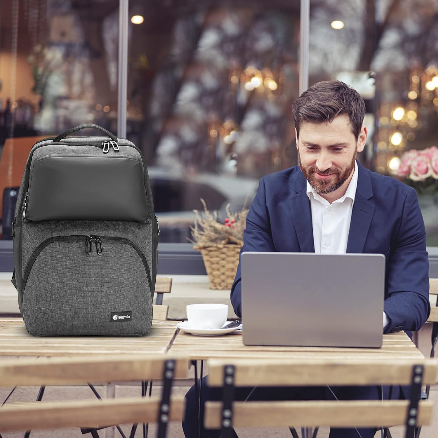 VPBAGE Mochila para laptop para hombre, mochila de viaje de negocios, se adapta a computadoras de 17.3 pulgadas, resistente al agua y antirrobo,
