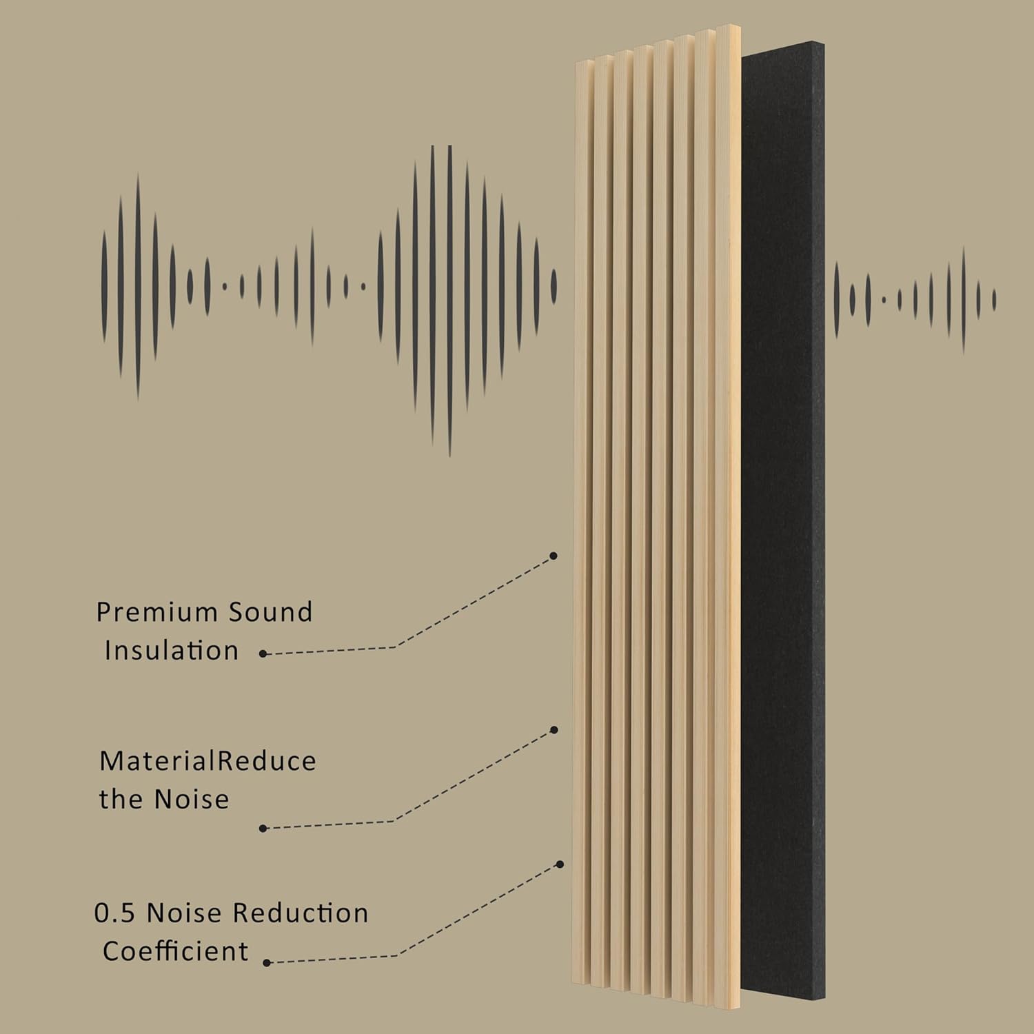ROOMTEC Paquete de 2 paneles acústicos de pared de madera maciza, paneles de pared insonorizados de 94.49 x 12.6 pulgadas, paneles de pared de