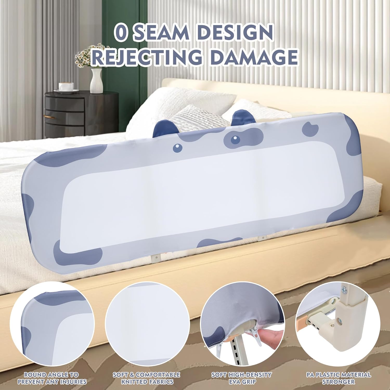 Riel de cama para niños pequeños  Barandilla plegable para cuna de bebé, altura ajustable, barandillas de seguridad para cama de niños para viajes