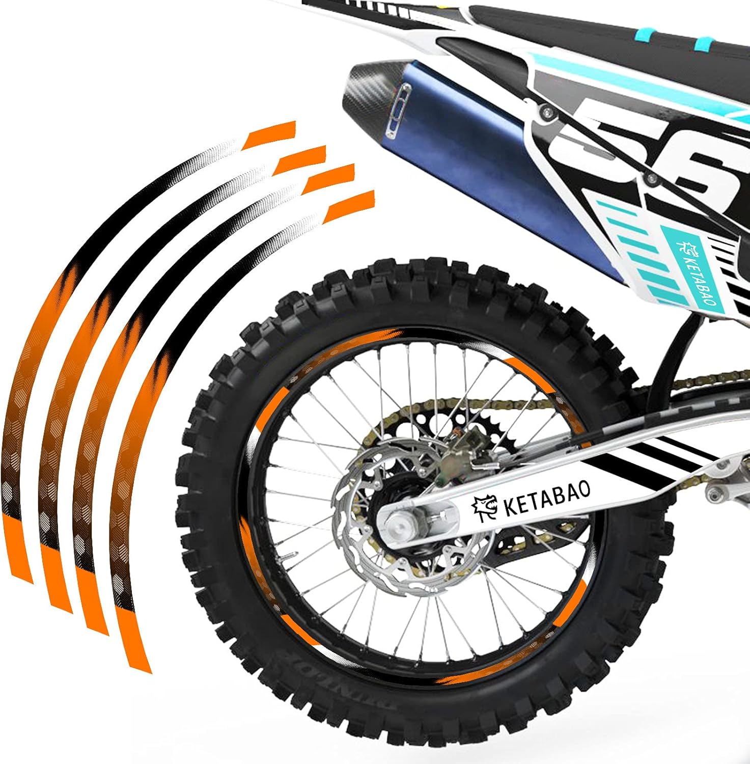 Cinta adhesiva para llanta de motocross B01, 21 de 19 pulgadas, compatible con RMZ 250 450 RM-Z250 RM-Z450 (naranja)