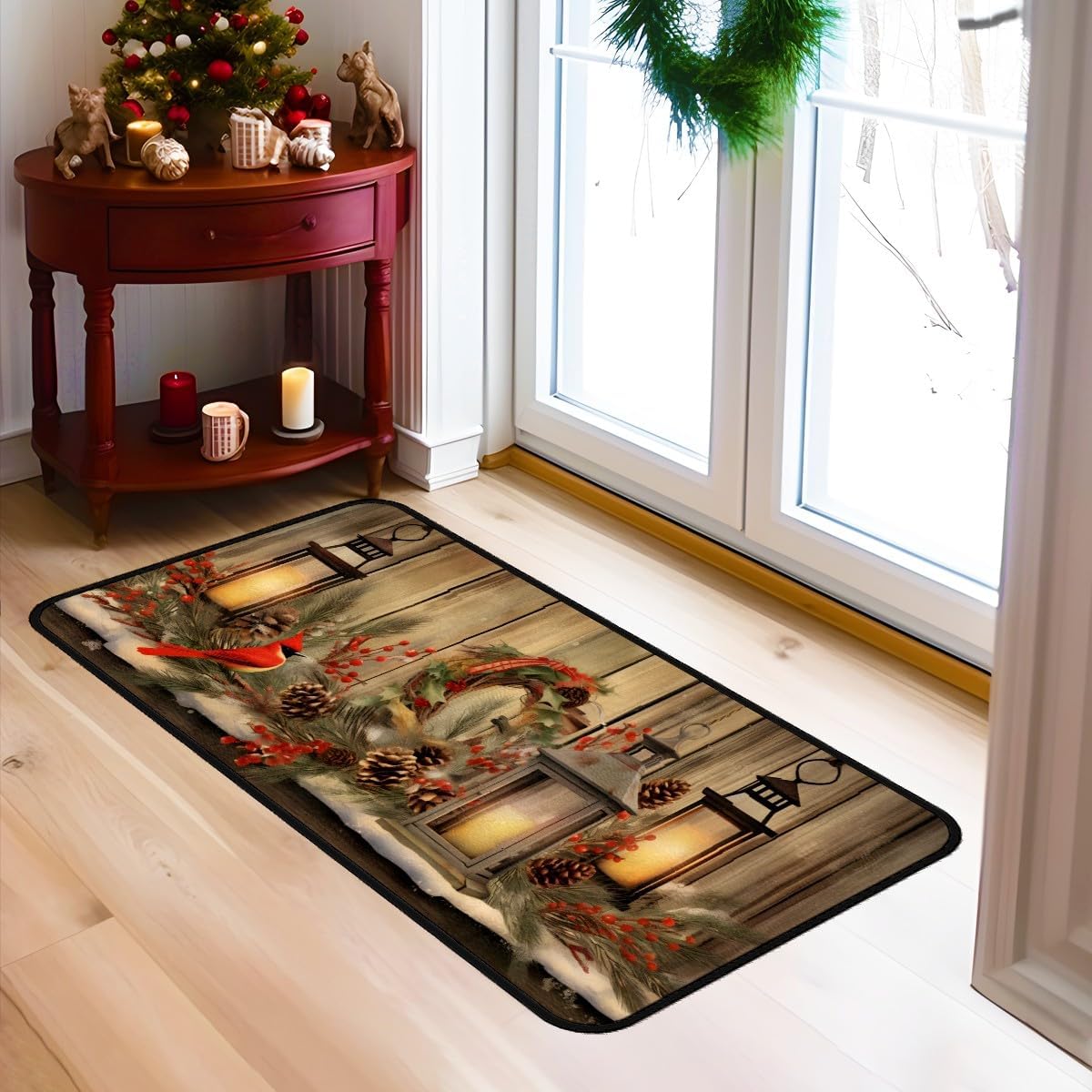 MSINMKOK Alfombra de pasillo de madera gris vintage, alfombra lavable de 20 x 40 pulgadas, antideslizante, para pasillo, baño, cocina, dormitorio,