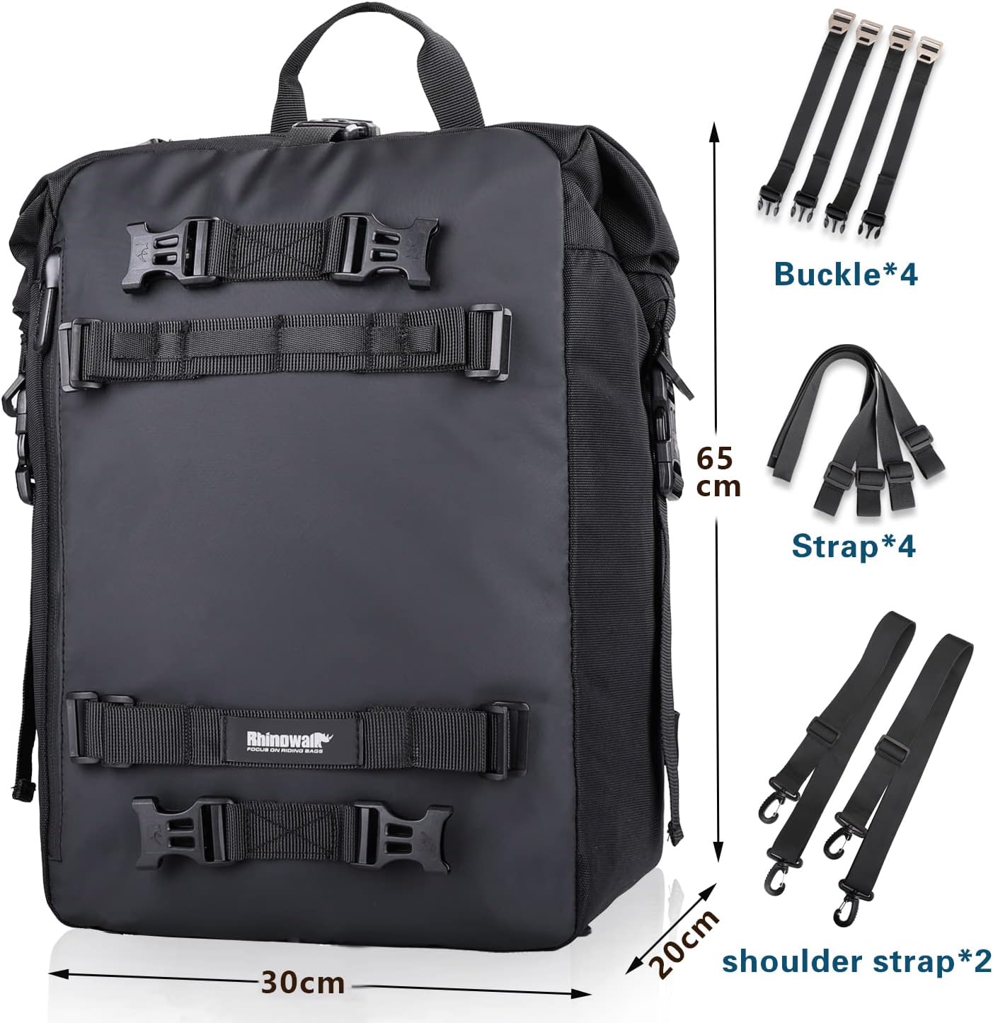 Rhinowalk Bolsa trasera para motocicleta, bolsa de alforja de motor, estante trasero, tronco, accesorios de motor profesionales, impermeable, bolsa