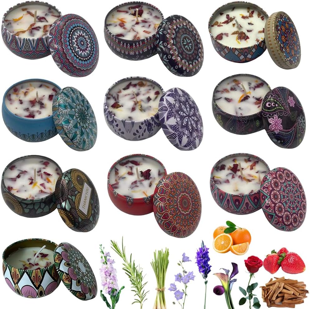 Juego de velas perfumadas de regalo, paquete de 10 velas de aromaterapia de cera de soja de 2.5 onzas, juego de velas perfumadas pequeñas portátiles