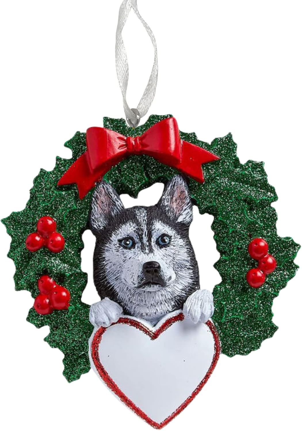 Adorno personalizado de Husky siberiano en corona de árbol de Navidad, decoración personalizada profesional, mascota, perro, cachorro, perro, adorno