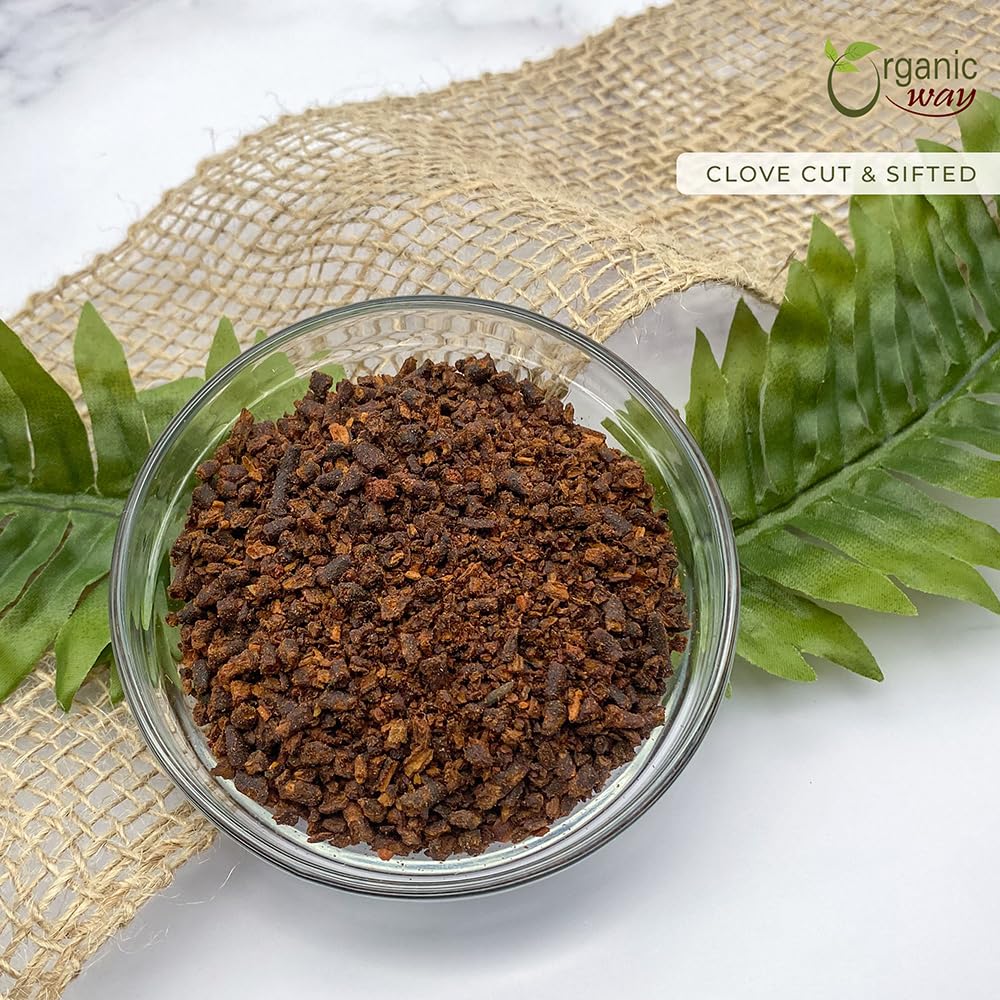 Organic Way Clavos seleccionados a mano cortados y tamizados (Syzygium aromaticum)  Añade sabor y aroma  Certificado orgánico y Kosher  Sin OMG y