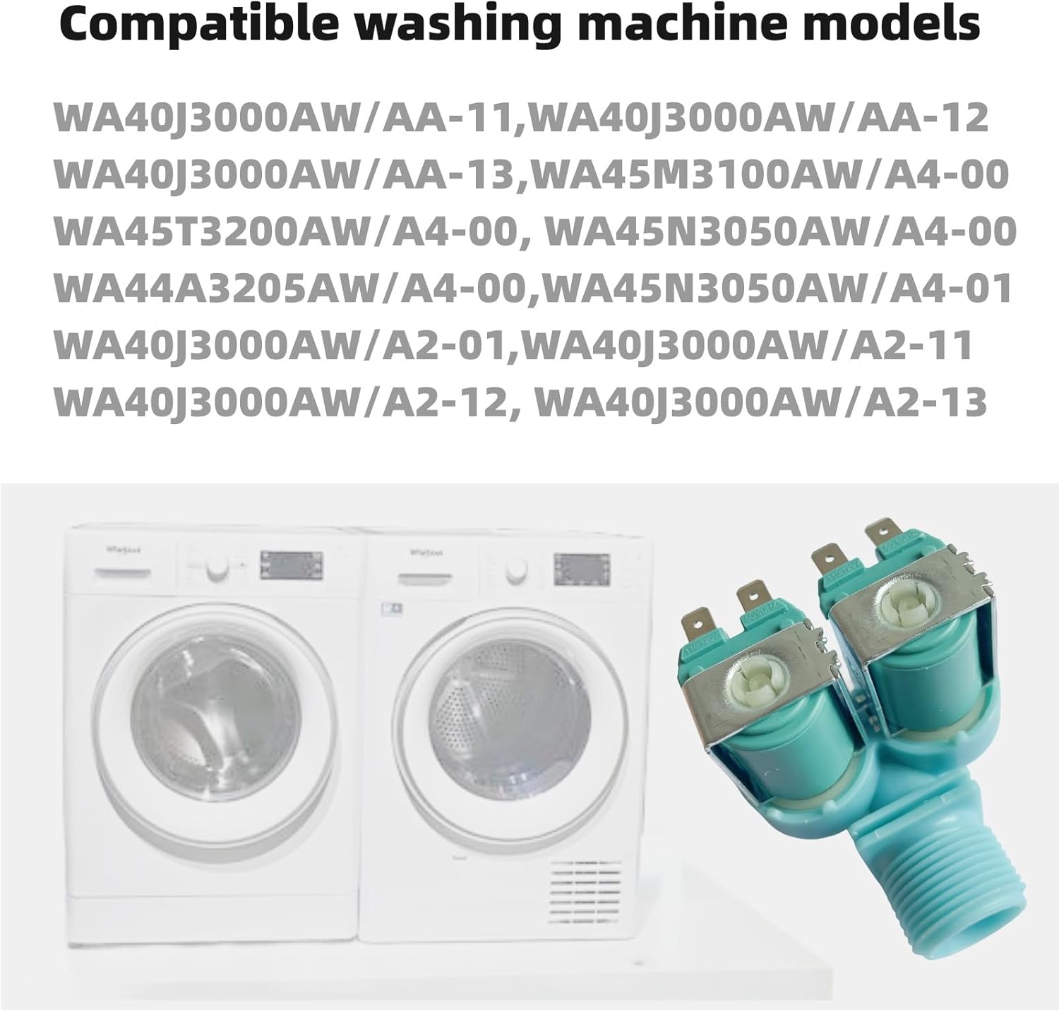 DC62-00311F Válvula de entrada de agua compatible con lavadora Samsung, reemplaza los recambios de la válvula electromagnética WA40J3000AW,