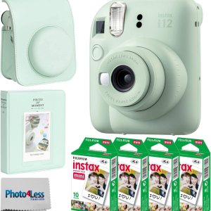 Fujifilm Cámara de película instantánea Instax Mini 12 (verde menta) + película instantánea Fuji Instax Mini – 40 hojas + paquete de regalo de Fujifilm Cámara de película instantánea Instax Mini 12 (verde menta) + película instantánea Fuji Instax Mini – 40 hojas + paquete de regalo de
