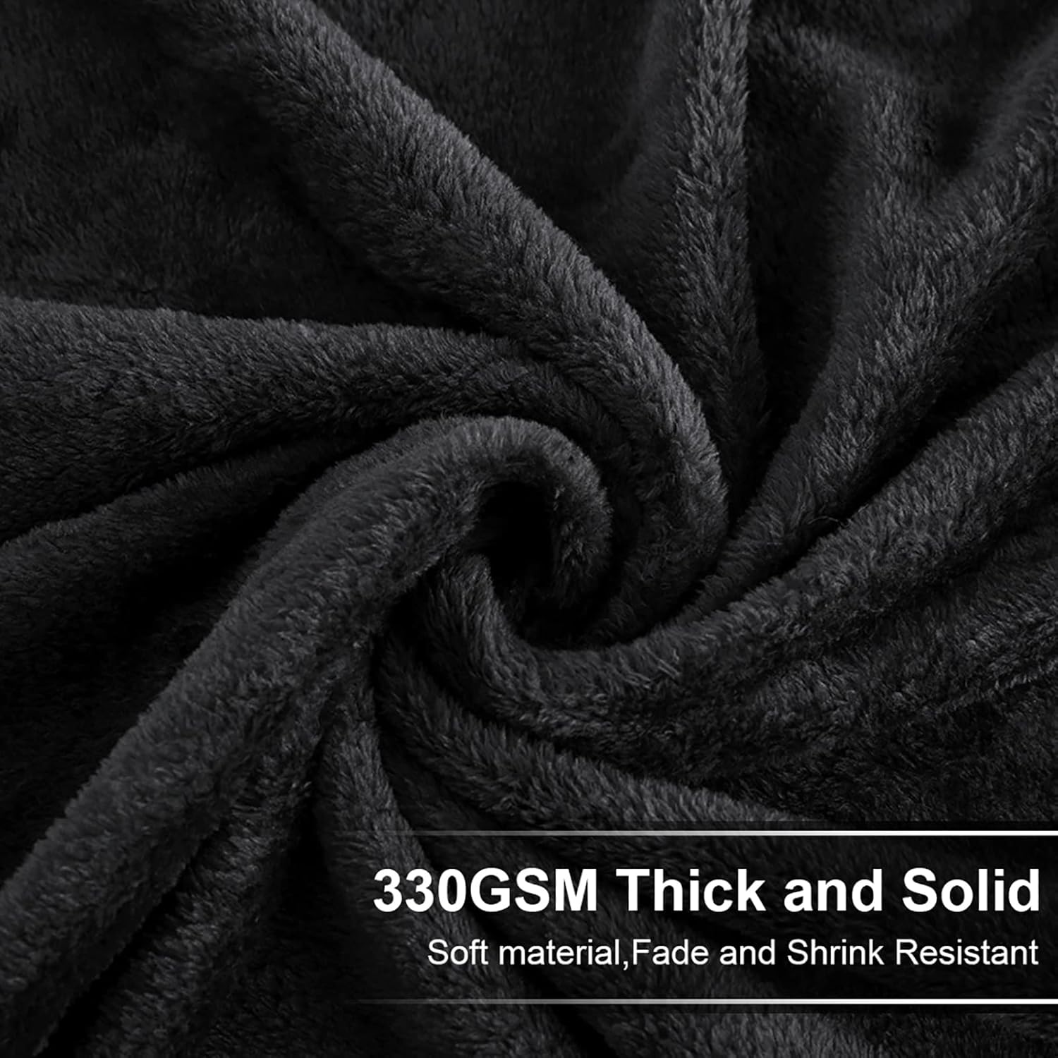 Manta suave tamaño Queen cálida y mullida de microfelpa ligera de forro polar térmico para sofá y cama, 90 x 90 pulgadas, color negro