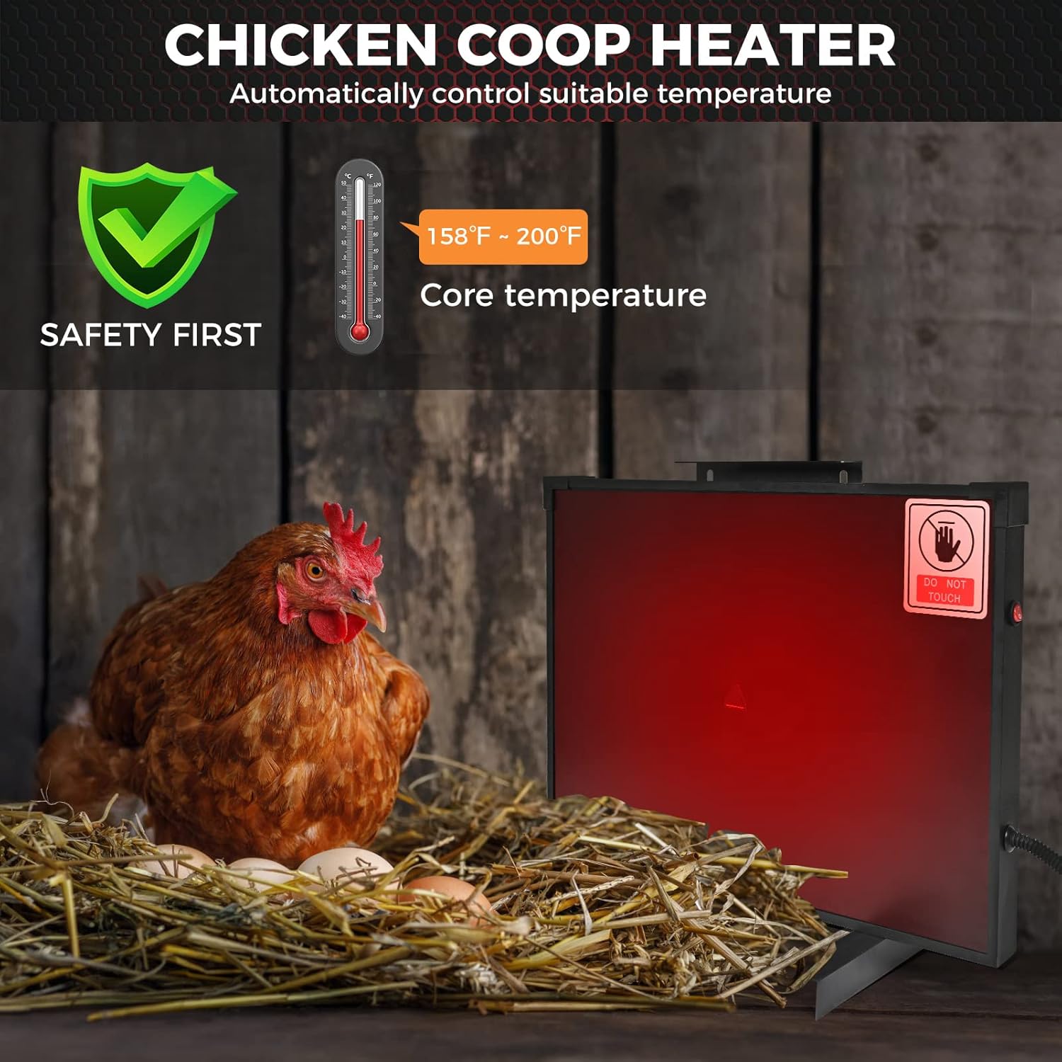 Chicken Coop Heater, Radiant Coop Heater Panel for Winter, Chicken Heater Heating Panel Chicken Coop Accessories, Heat Warmer for Chicks Dogs Cats