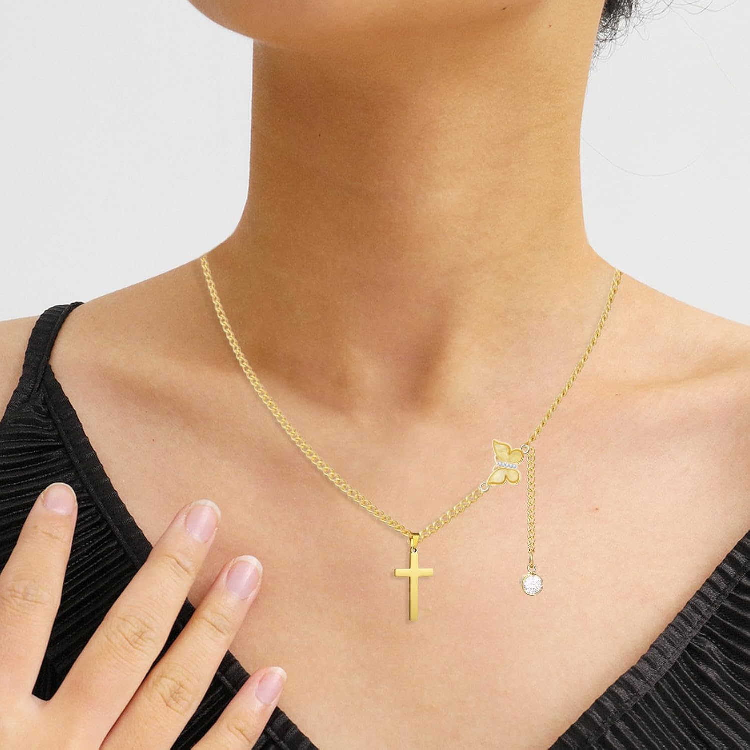 20 Uds. 10 colores de aleación de acrílico diamantes de imitación mariposa colgante Enlaces encanto doble bucles mariposa conector encantos para