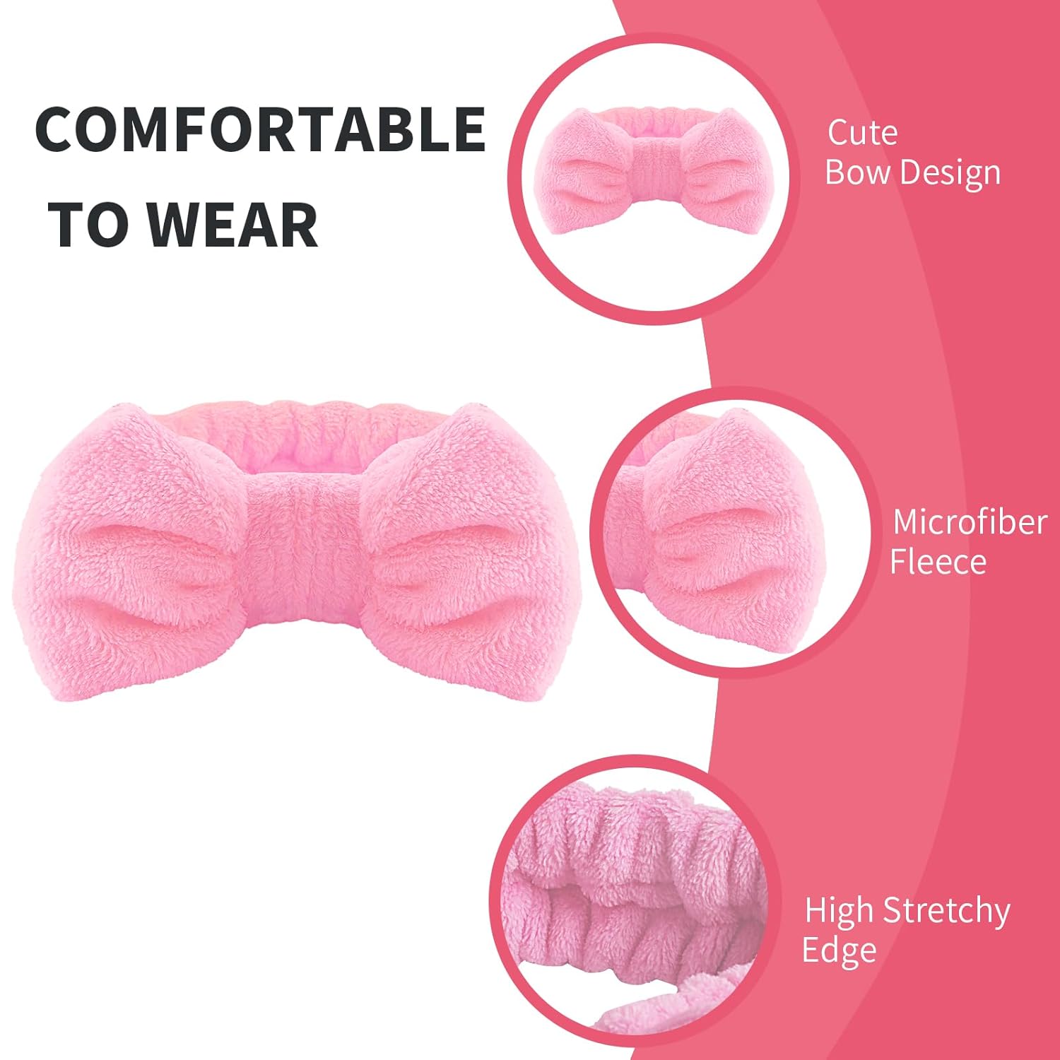 WSYUB Diadema para lavar la cara, juego de diadema y pulsera, diadema de spa y pulsera, rosa