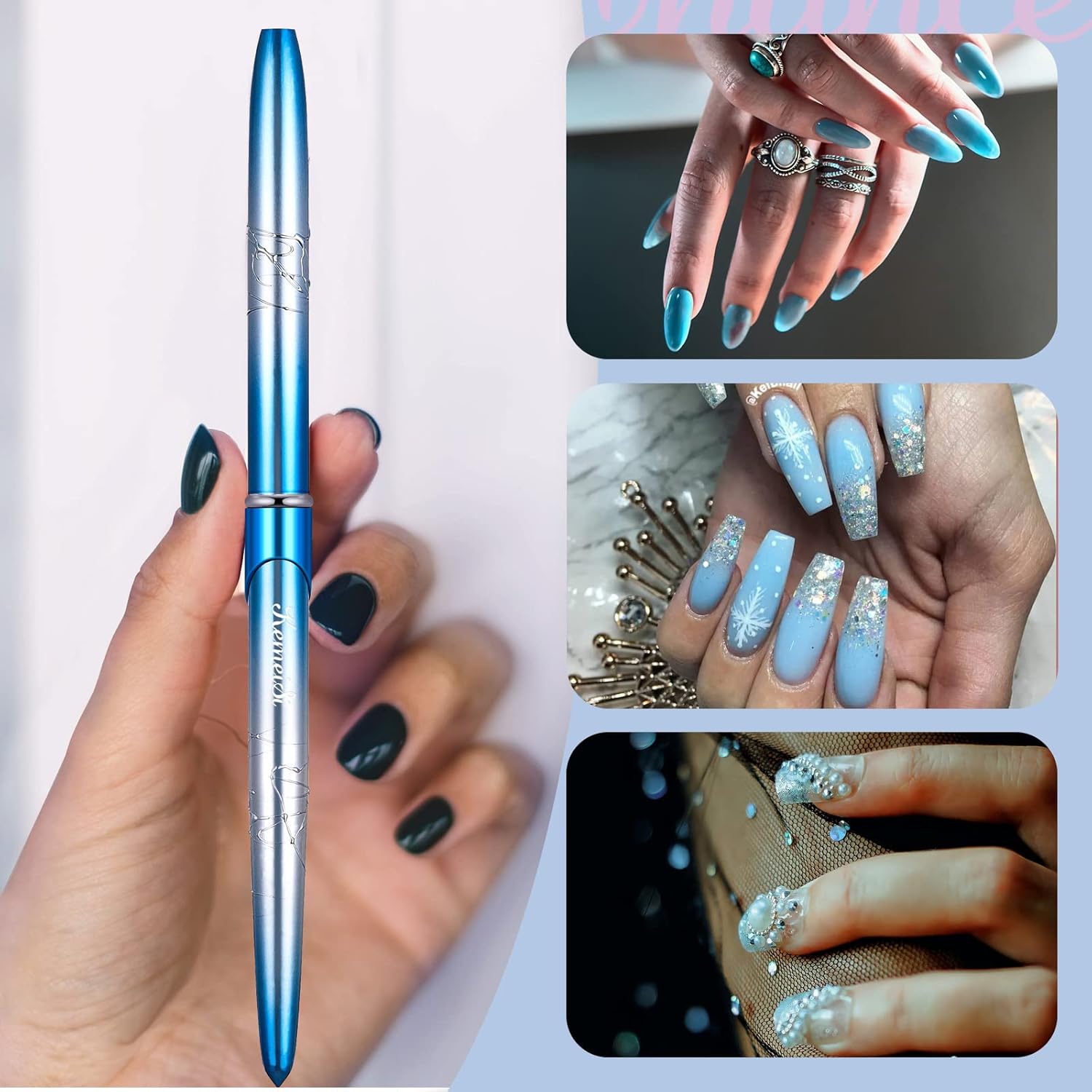 Brocha de uñas acrílicas, tamaño 16, 100% puro, Kolinsky, mango resistente, forma ovalada, herramientas de diseño de uñas en polvo acrílico para