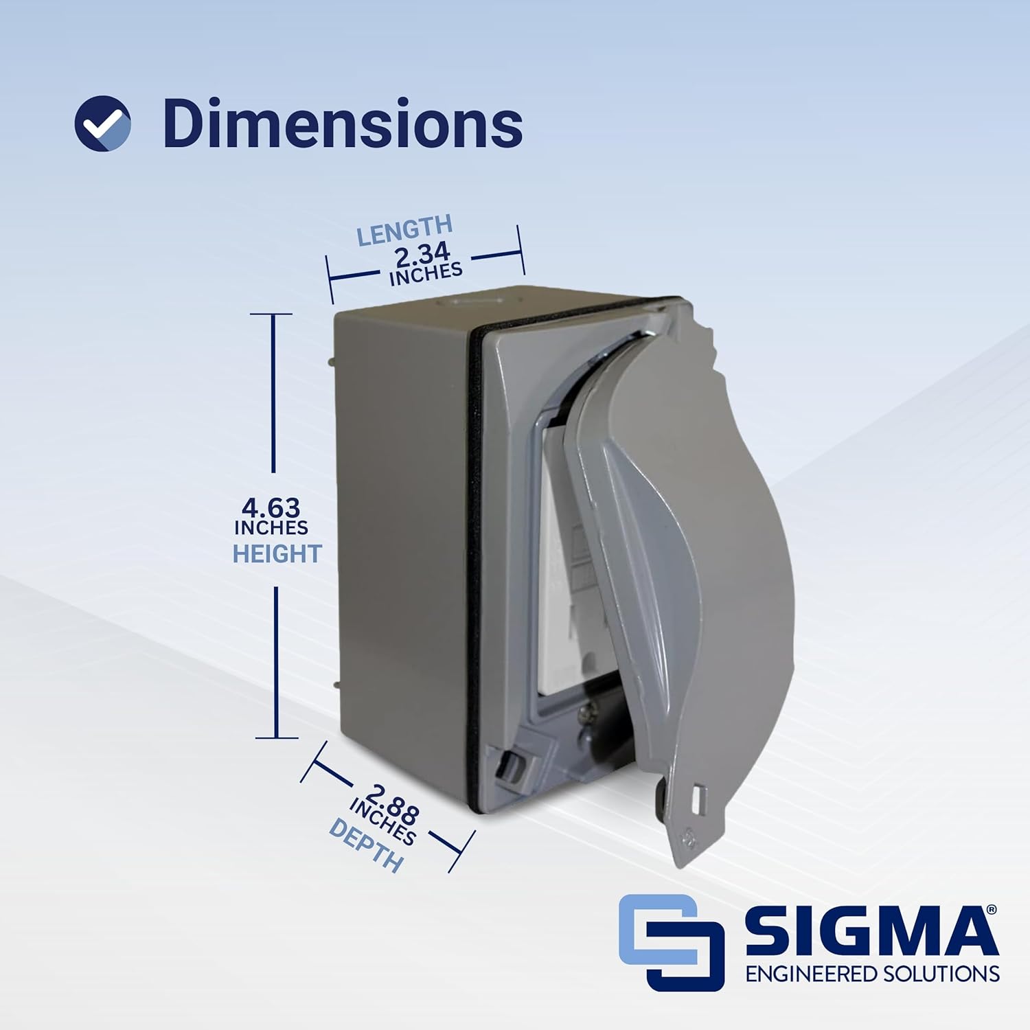 Sigma Electric, Gray Sigma Engineered Solutions 16449 TRWR GFCI Kit de receptáculo con cubierta universal resistente a la intemperie, sin tamaño