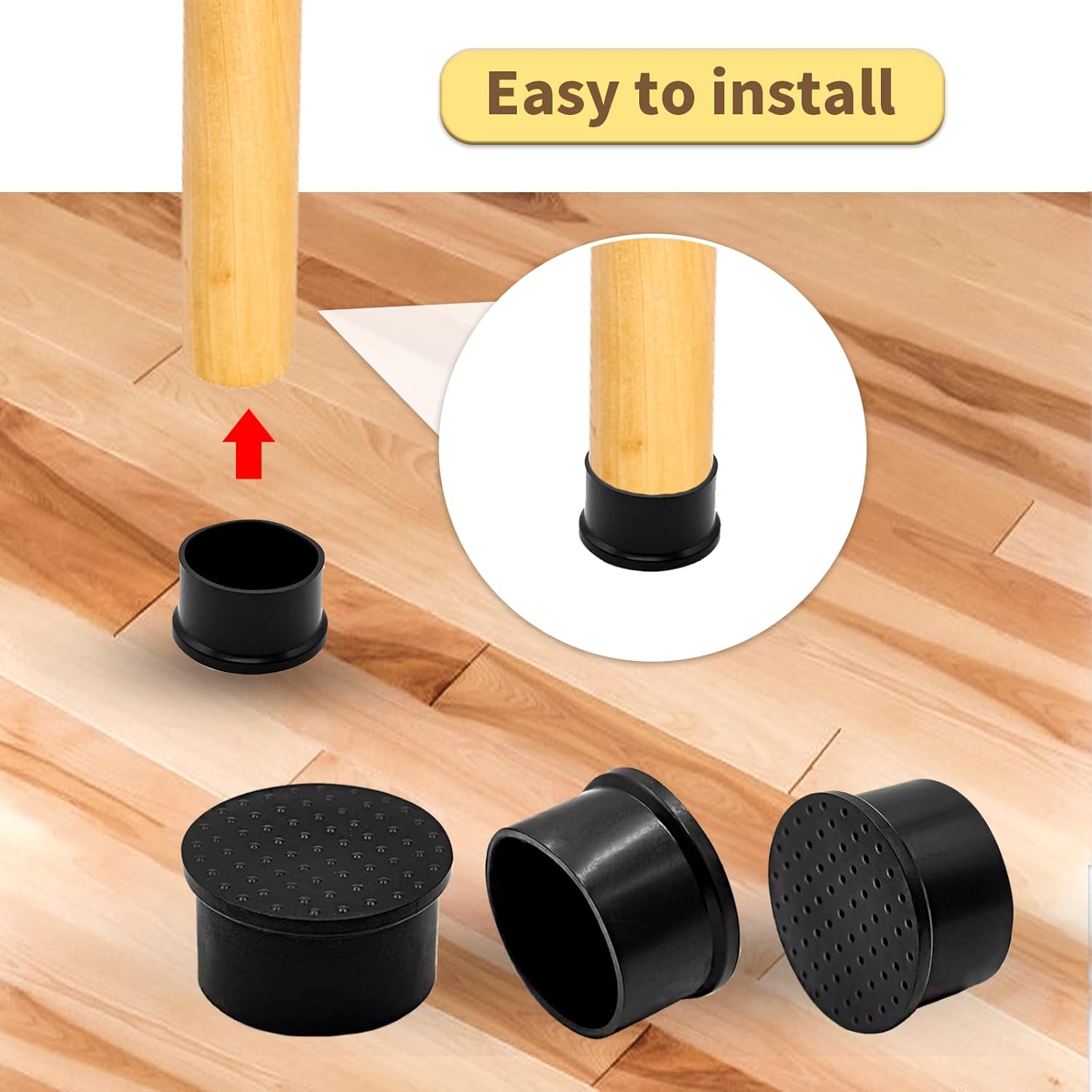 Flyshop 8 tapas grandes de PVC para patas de silla, protectores de suelo redondos para patas de silla, 1-78 pulgadas, 1.890 in