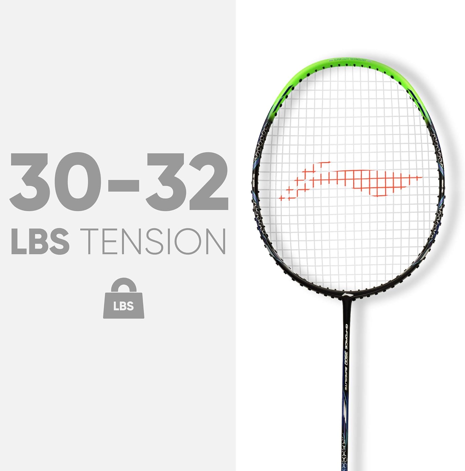Li-Ning G-Force Superlite 3600 – Raqueta de bádminton de fibra de carbono con cubierta completa gratis