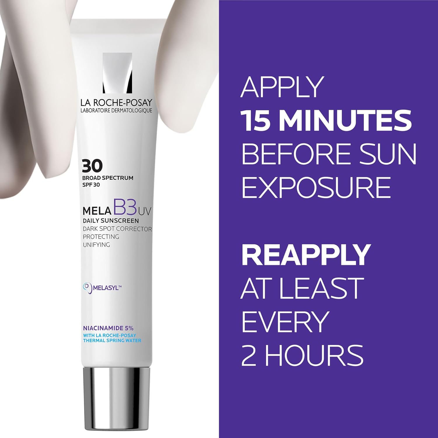 La Roche-Posay Mela B3 – Protector solar diario UV  Hidratante facial con SPF 30 + melasilo antienvejecimiento + 5% niacinamida  Ayuda a corregir y
