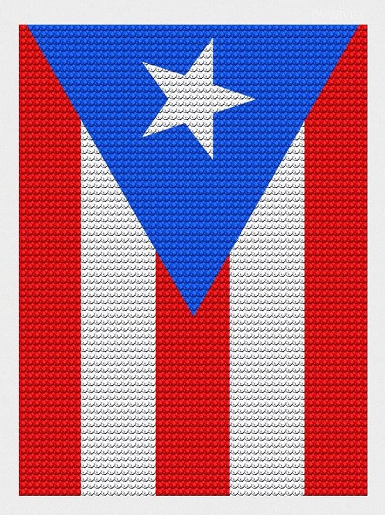DVWIVGY Kit de pintura de diamantes de Puerto Rico, kits de pintura de diamantes 5D bandera de Puerto Rico, arte de diamantes redondo completo para