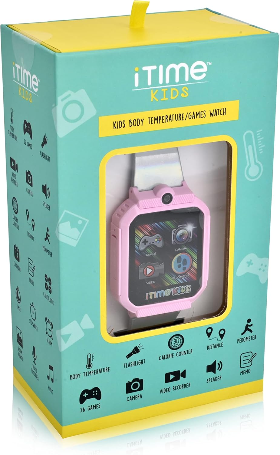 Reloj inteligente para niños con cámara, altavoz, sensor de temperatura corporal, contador de pasos podómetro, cronómetro, reproductor de música,