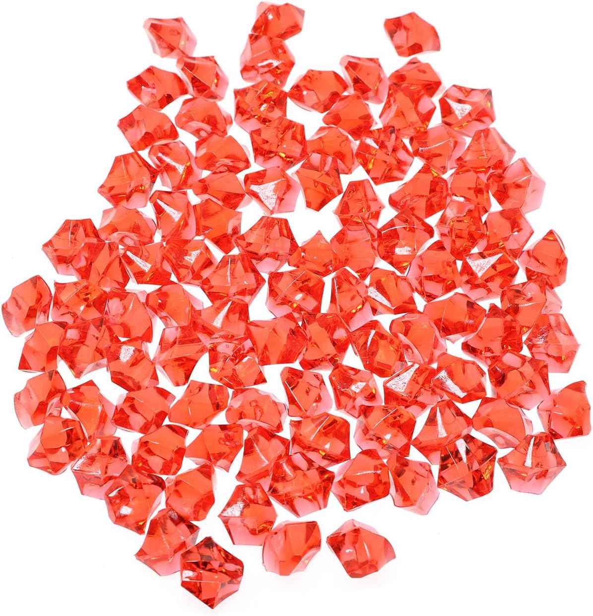 Cubo de hielo falso, 100 piezas de diamantes rojos transparentes irregulares de cristal de roca de hielo para decoración del hogar, fiesta, boda,