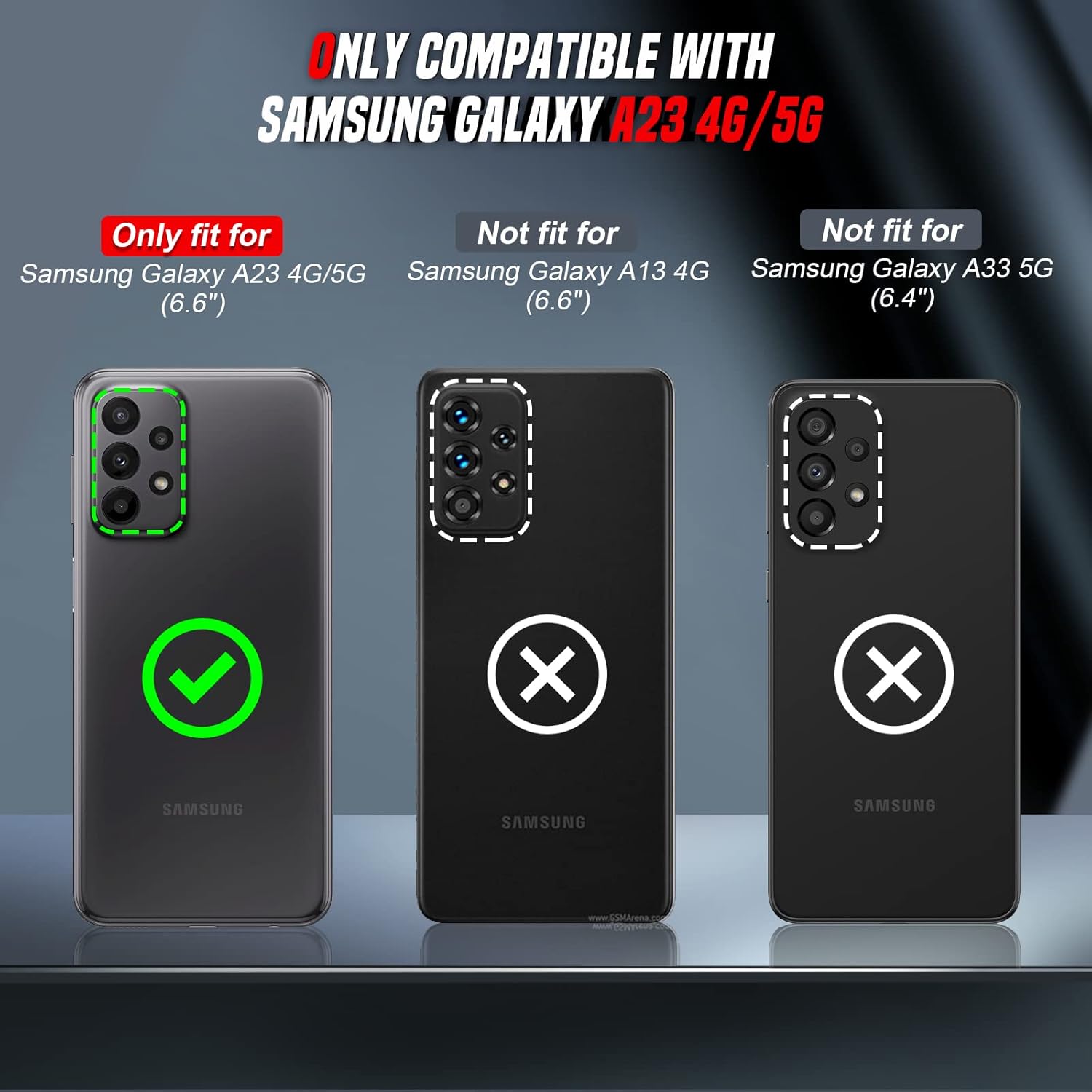 LeYi Funda para Samsung A23 5G no compatible con A23 UW con 2 protectores de pantalla, resistente a prueba de golpes con cubierta deslizante para