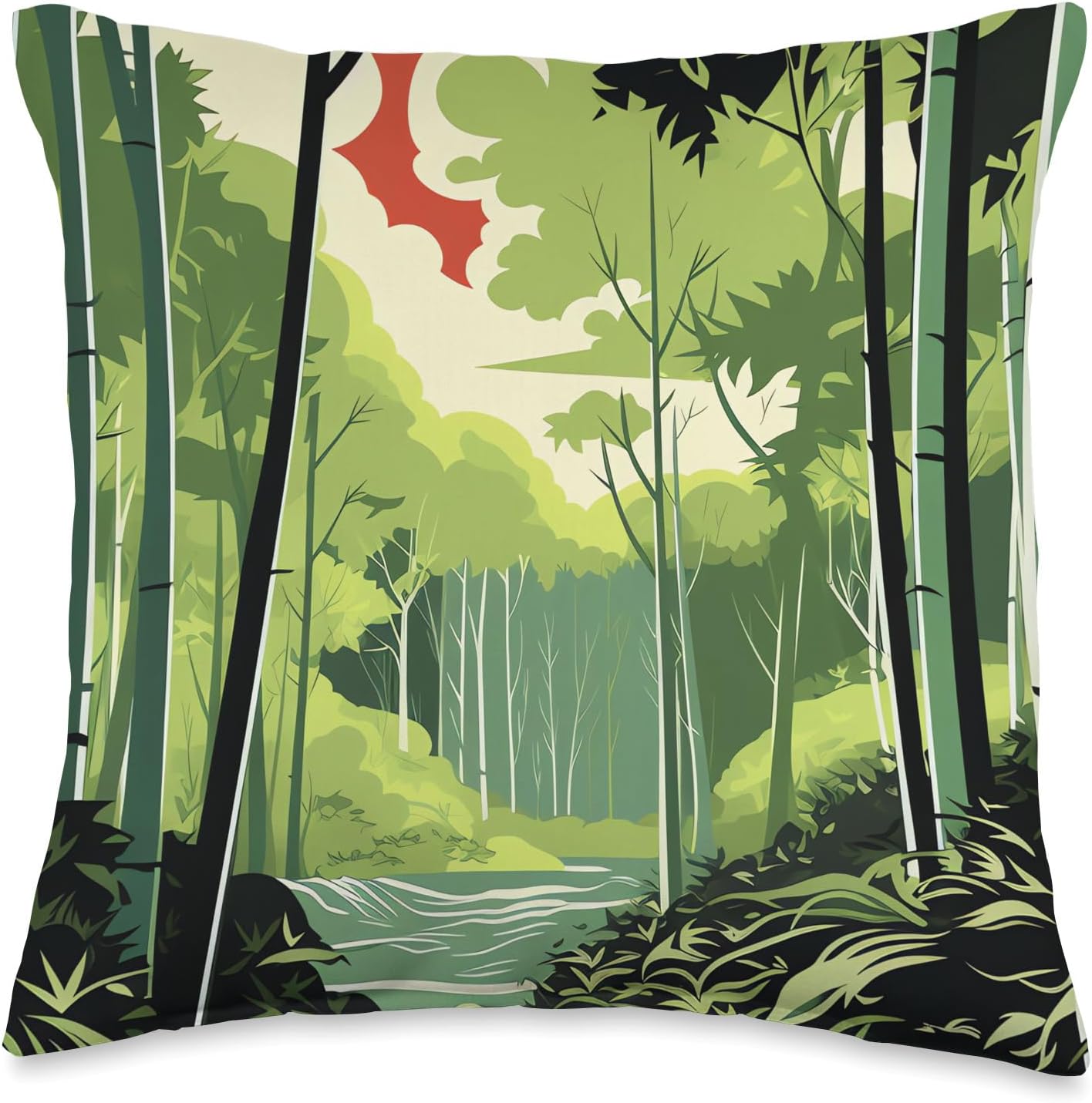 Bamboo Radiance Awakens Vibrant Brilliance Serene Greenery Throw Pillow, 16×16, Multicolor