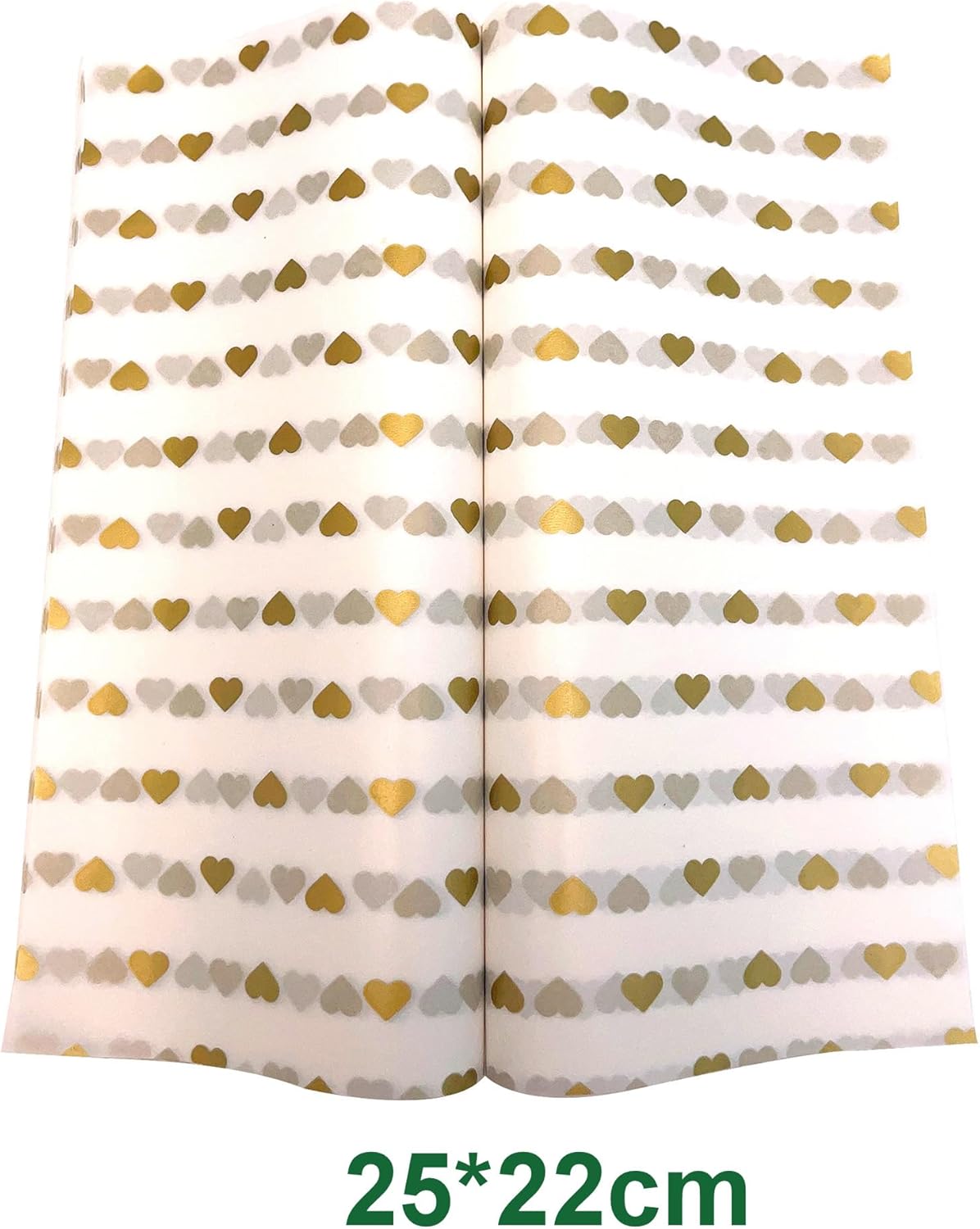 Suiwen 150 piezas de papel de cera de corazón dorado, papel de picnic para alimentos, papel de delicatessen a prueba de grasa, papel de hamburguesa