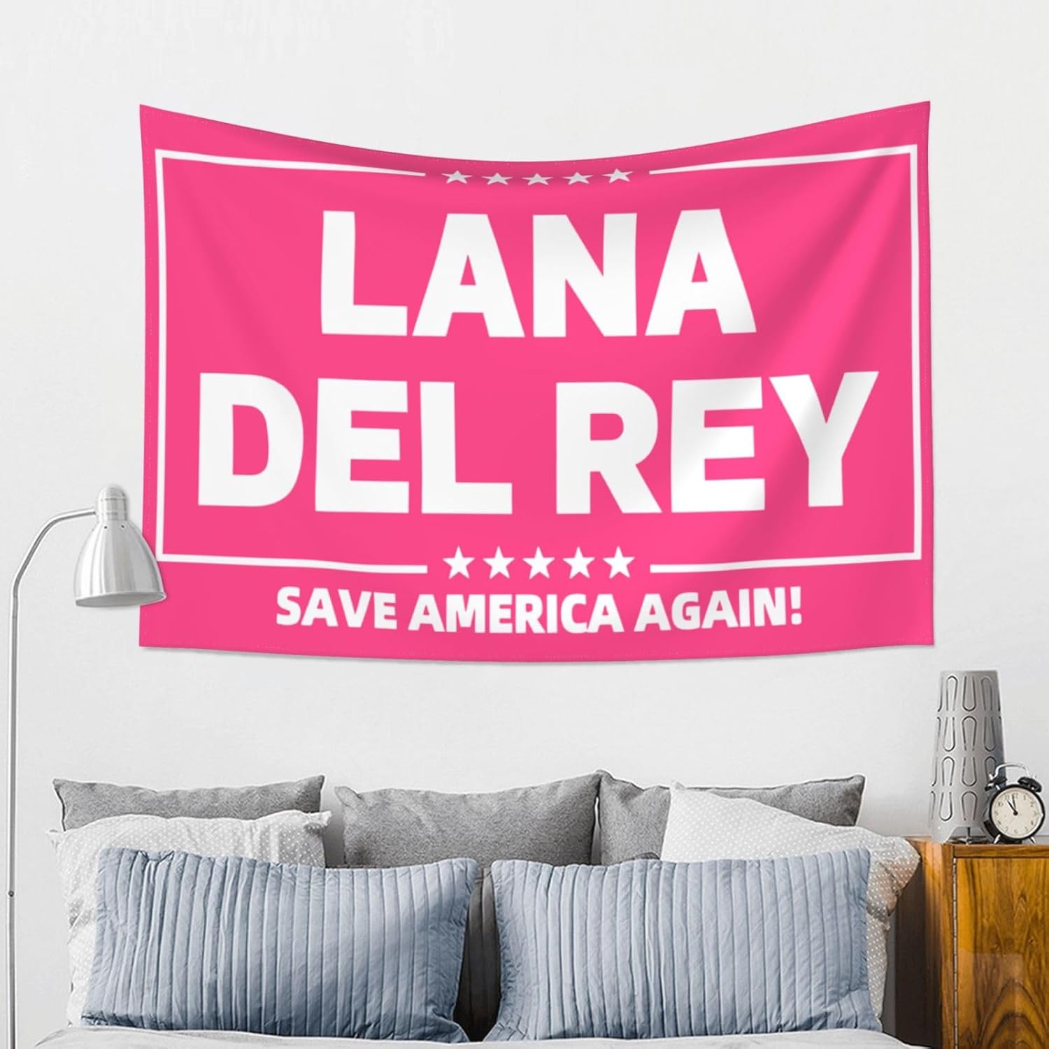 Tapiz de lana con diseño de cantante estadounidense Dels Rays, telón de fondo para colgar en la pared, diseño de bandera estadounidense, tapiz