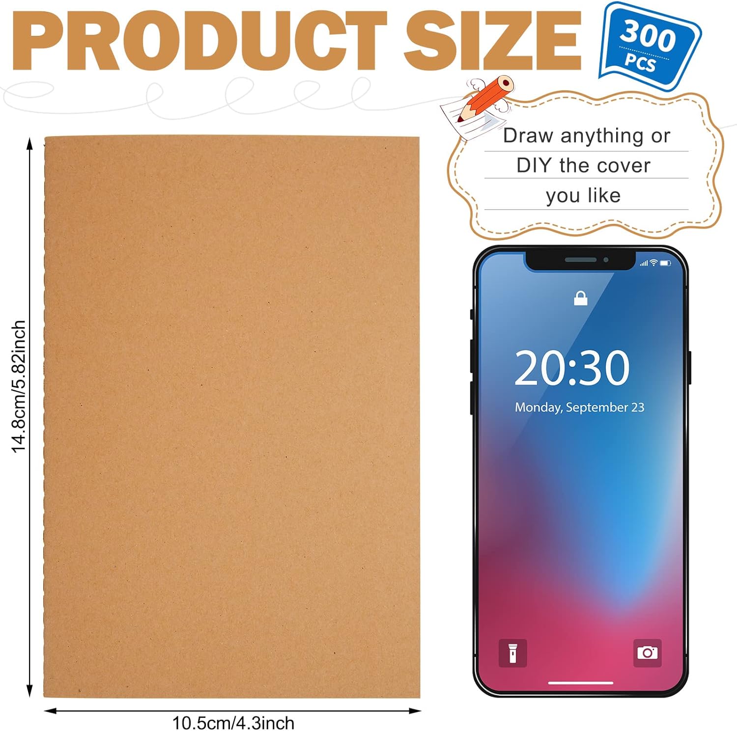 Fuutreo Paquete de 300 cuadernos de papel kraft tamaño A6 con forro pequeño, cuaderno de bolsillo a granel para niños, estudiantes, escuela,