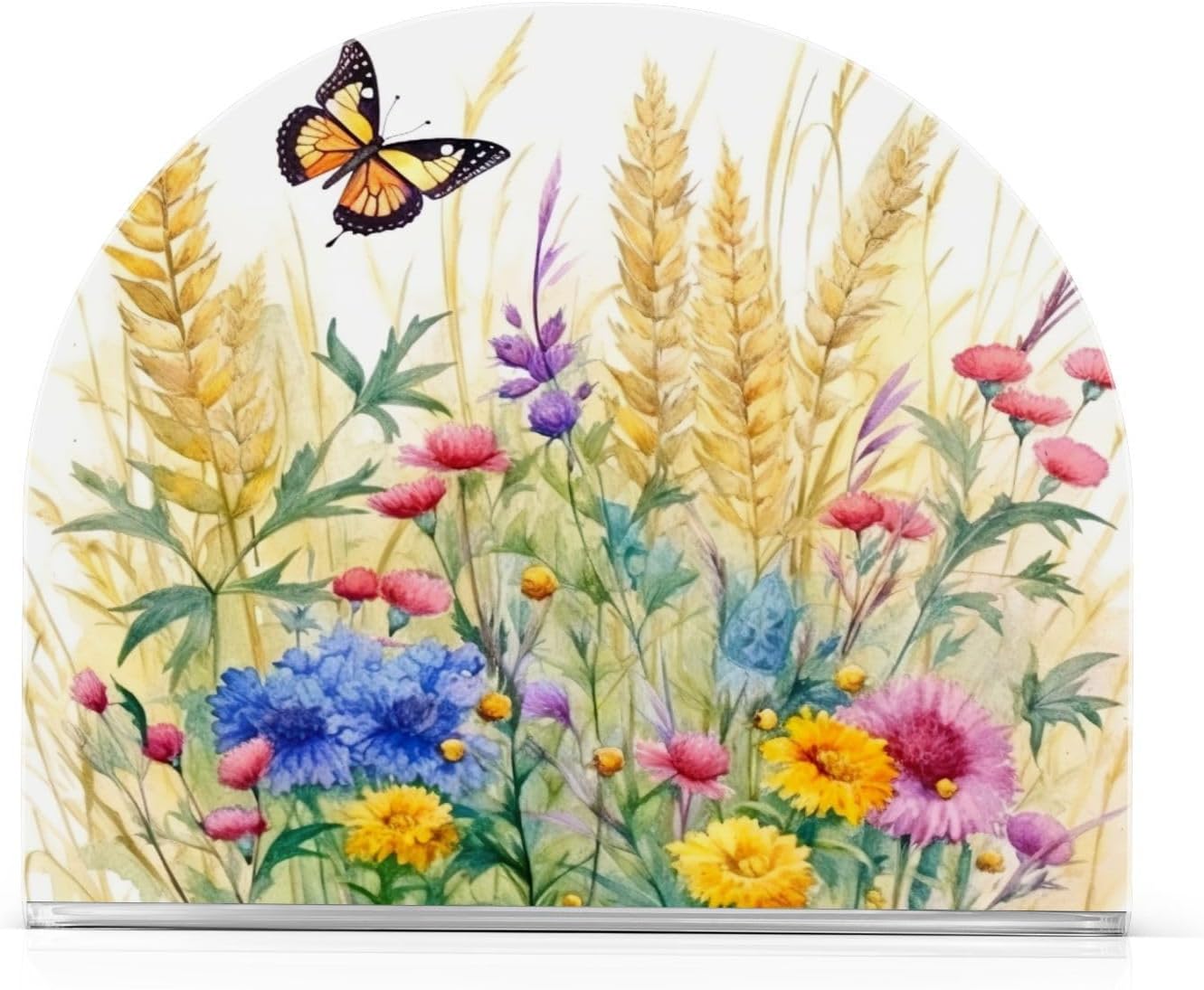 Napkin Holder Rustic Wildflowers Butterfly Napkin Holders for Tables, Clear Acrylic Napkin Holders Cocktail Napkin Holder for Kitchen Restaurant Bar