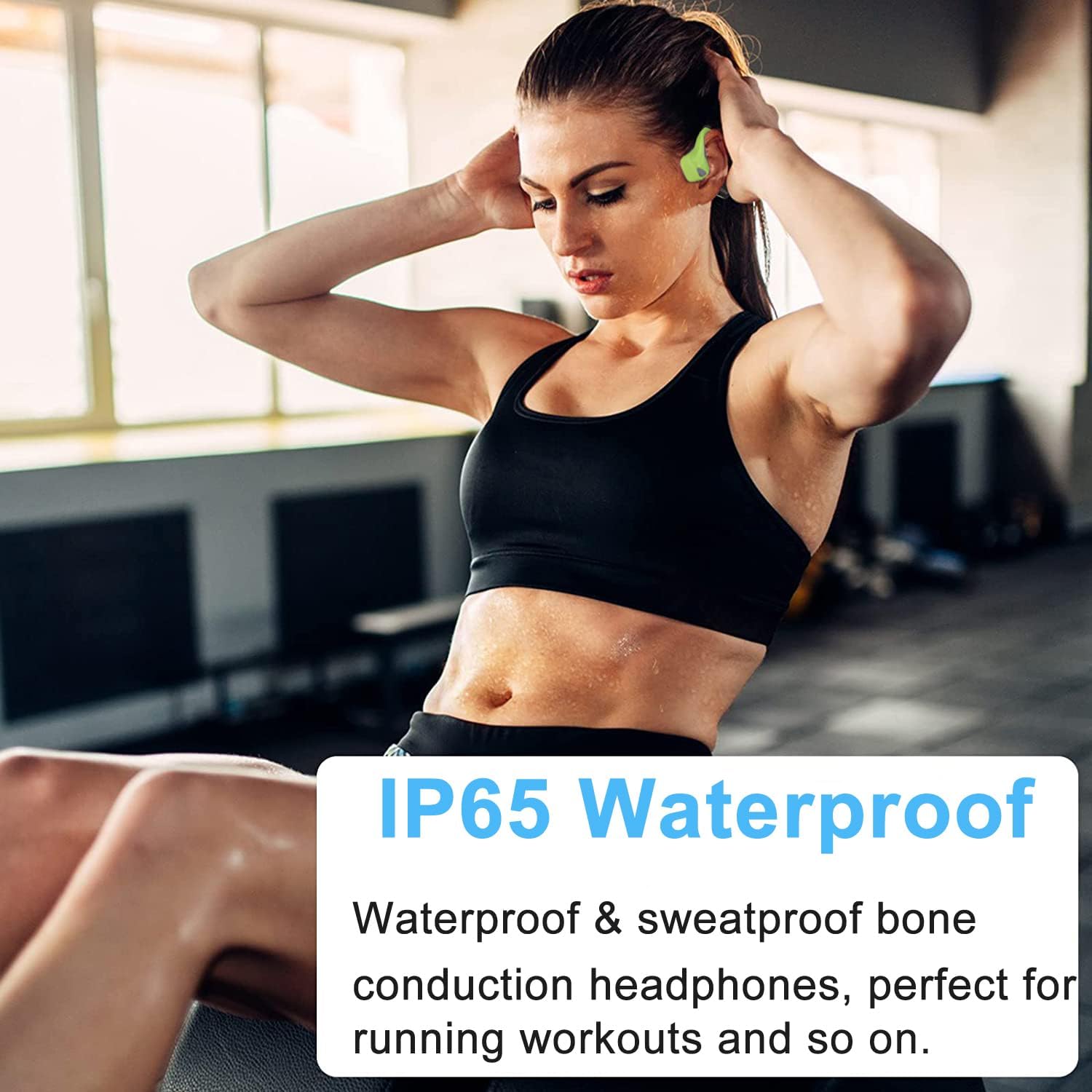 Auriculares Bluetooth de conducción ósea impermeables, auriculares abiertos inalámbricos, deportivos, a prueba de sudor, con micrófono, conducción