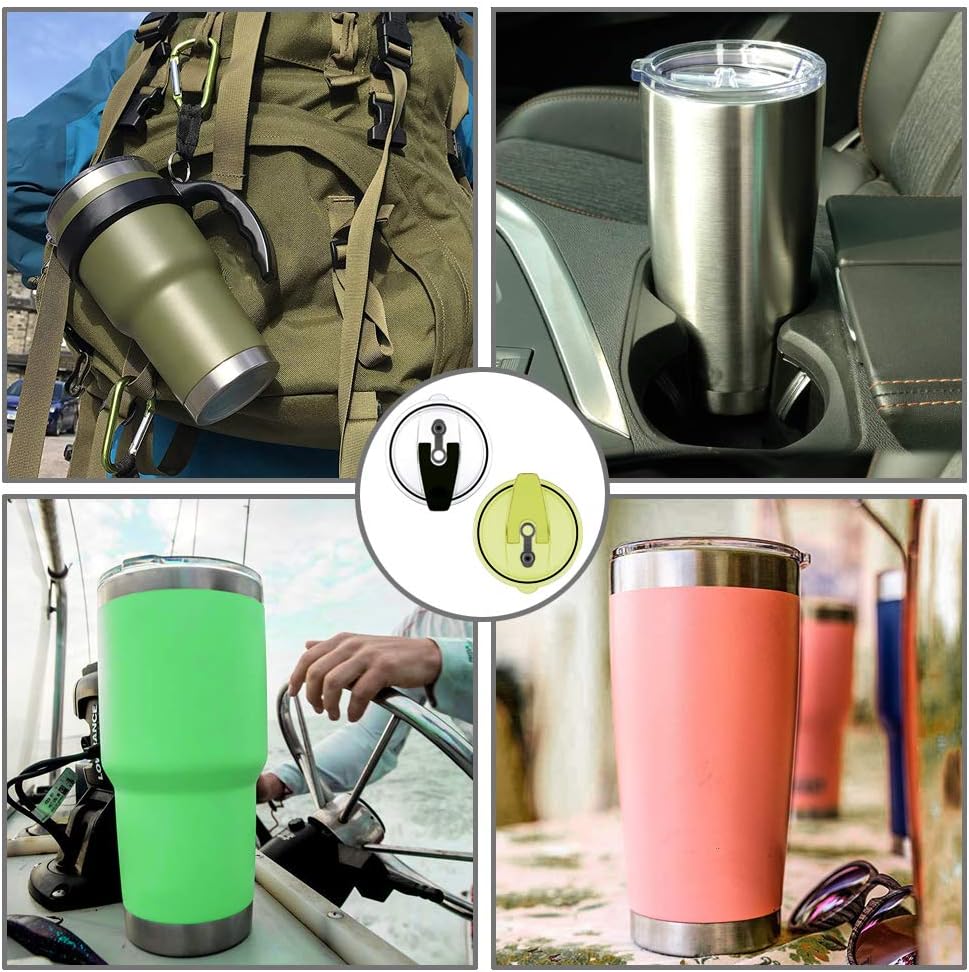 Tapas de vaso de 30 onzas, aptas para YETI Rambler, Ozark Trail, Rtic (solo estilo antiguo), paquete de 2 fundas resistentes a derrames (negro +