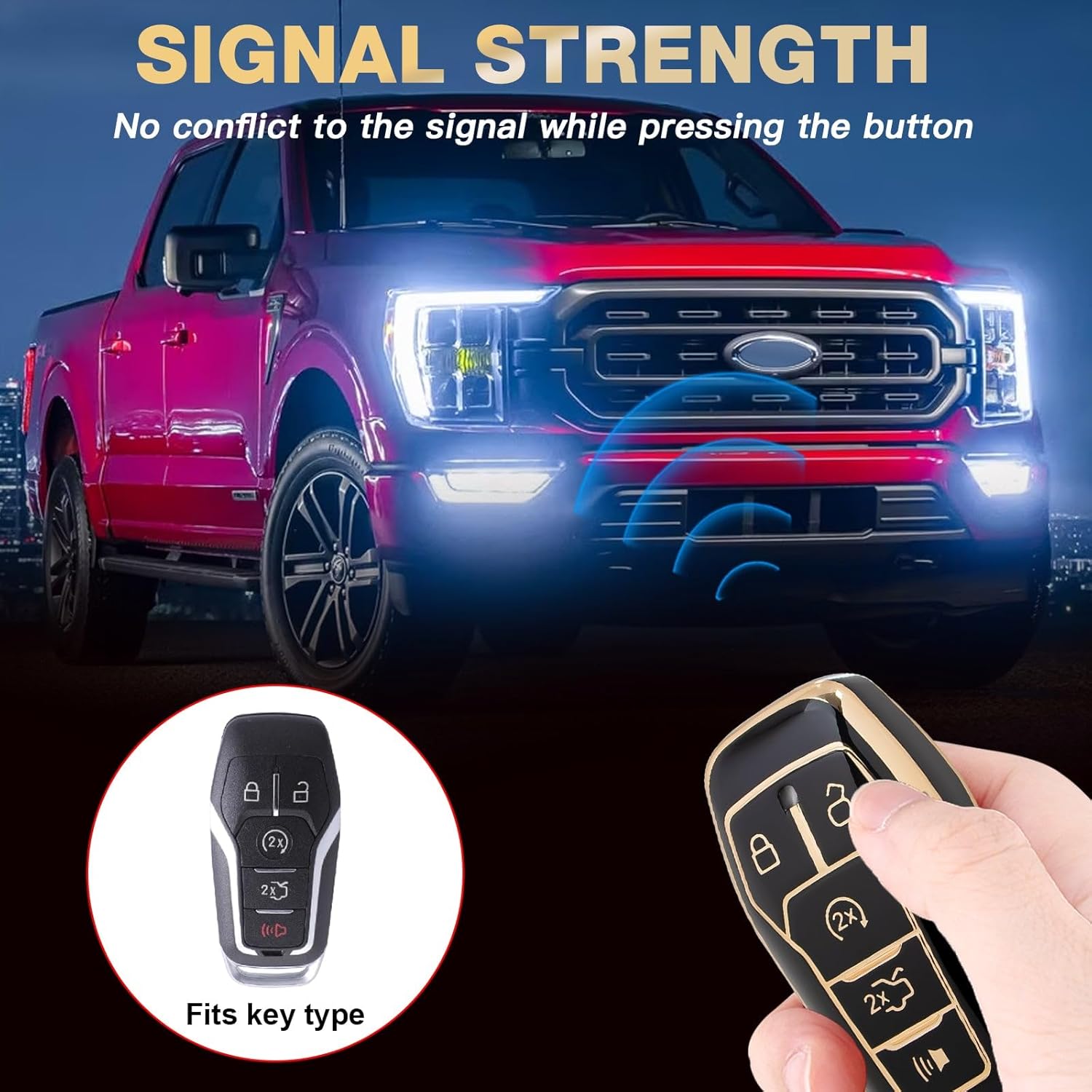 Xotic Tech 2X – Carcasa para llavero de control remoto de TPU negro compatible con Ford Mustang F150 Raptor Serie F Truck Edge Explorer Expedition