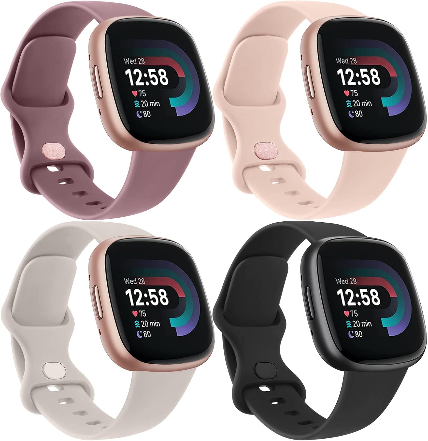 Tobfit Correas de silicona compatibles con Fitbit Versa 4, Fitbit Versa 3, Sense 2, Fitbit Sense 2, correas de reloj Fitbit Sense para mujeres y