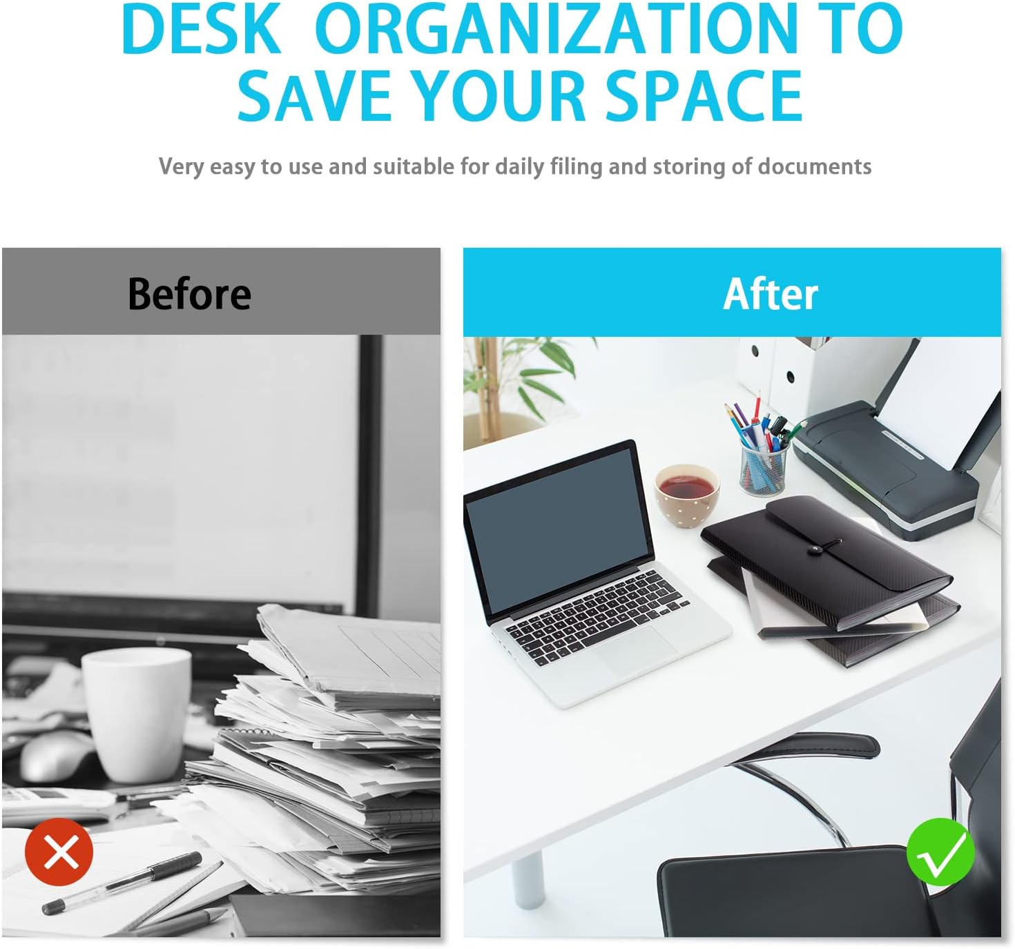 Carpeta organizadora de archivos expansible, 13 bolsillos, carpeta de archivo de acordeón, carpeta de archivos expandible para documentos, carpeta