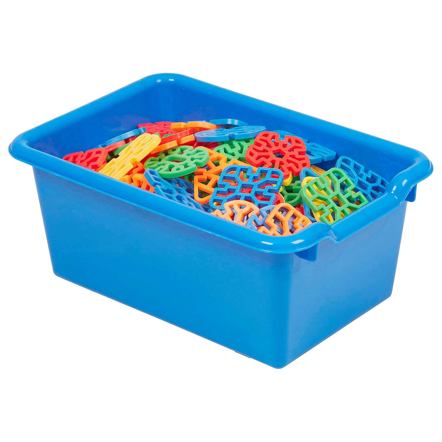 ECR4Kids Cubo de almacenamiento frontal con cucharada, organización multiusos, azul, 20 piezas