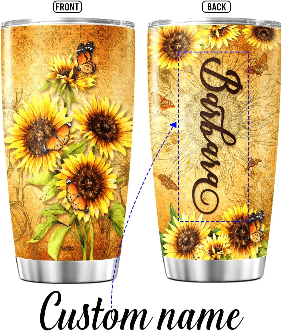 Vaso de café personalizado, taza de viaje con tapa, regalos de cumpleaños para mujeres, abuela, esposa, flores, taza aislada, bebidas frías, vasos