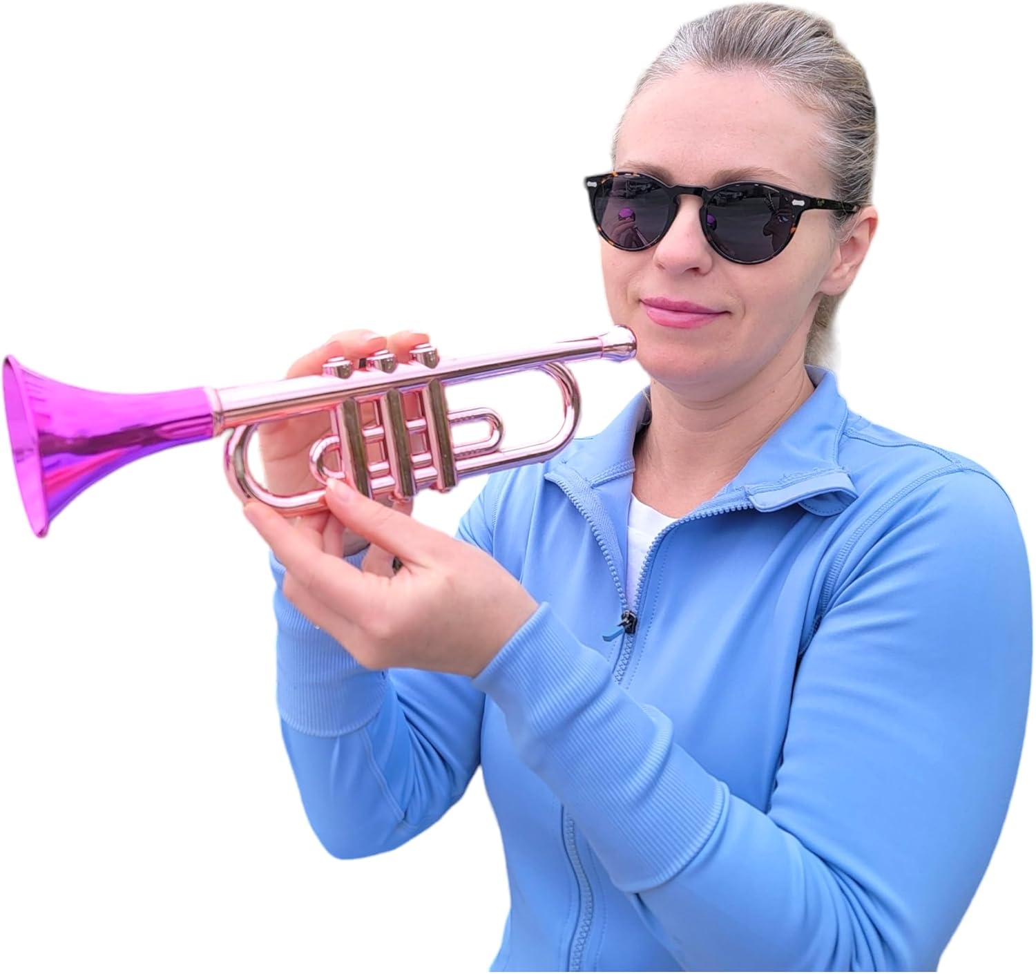 Trompetas metálicas (13 pulgadas), juguetes musicales de plástico para niños, instrumentos para hacer ruido para fiestas de cumpleaños, deportes,