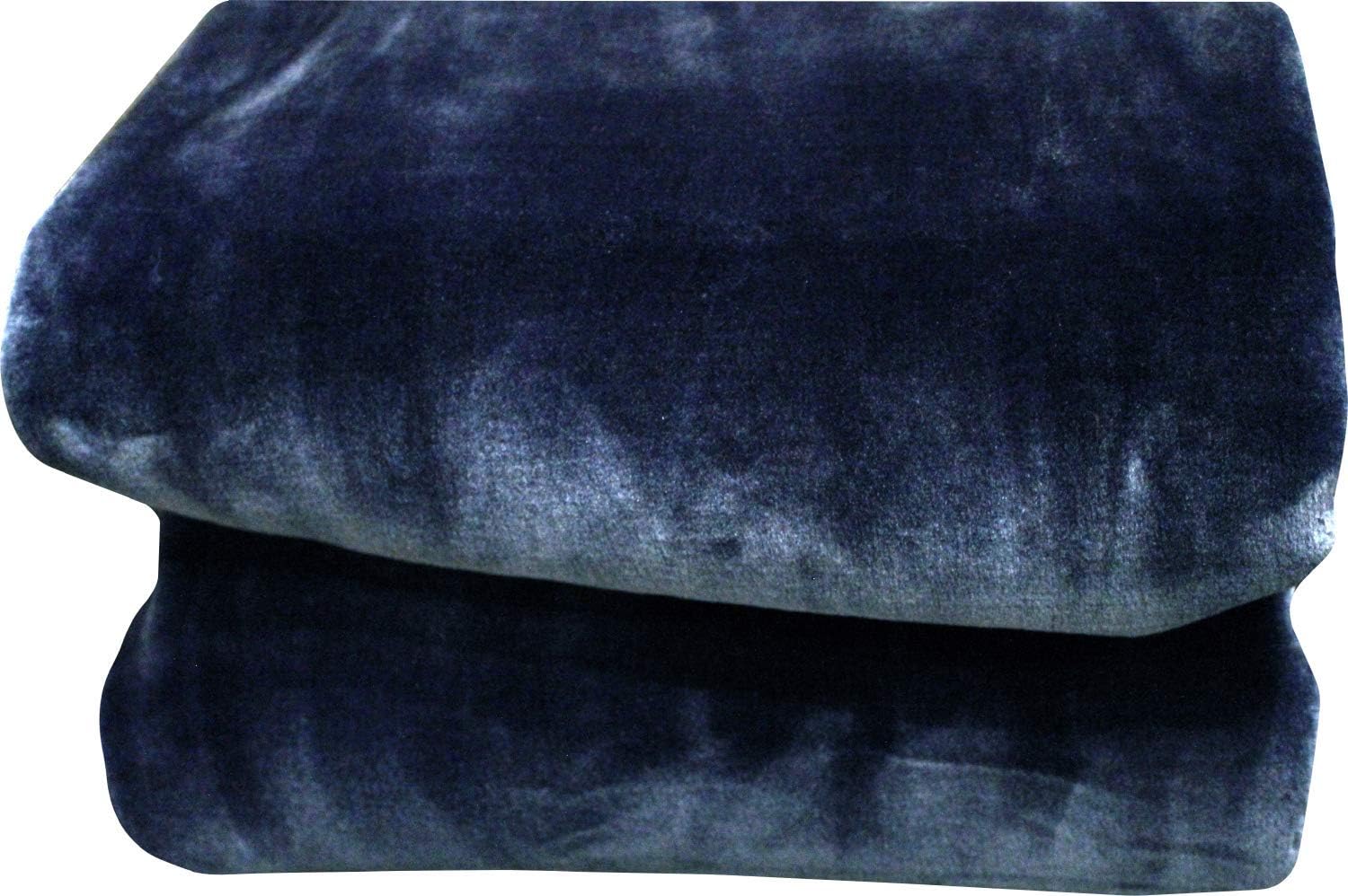 SOLARON Manta de visón coreano azul marino sólido Queen