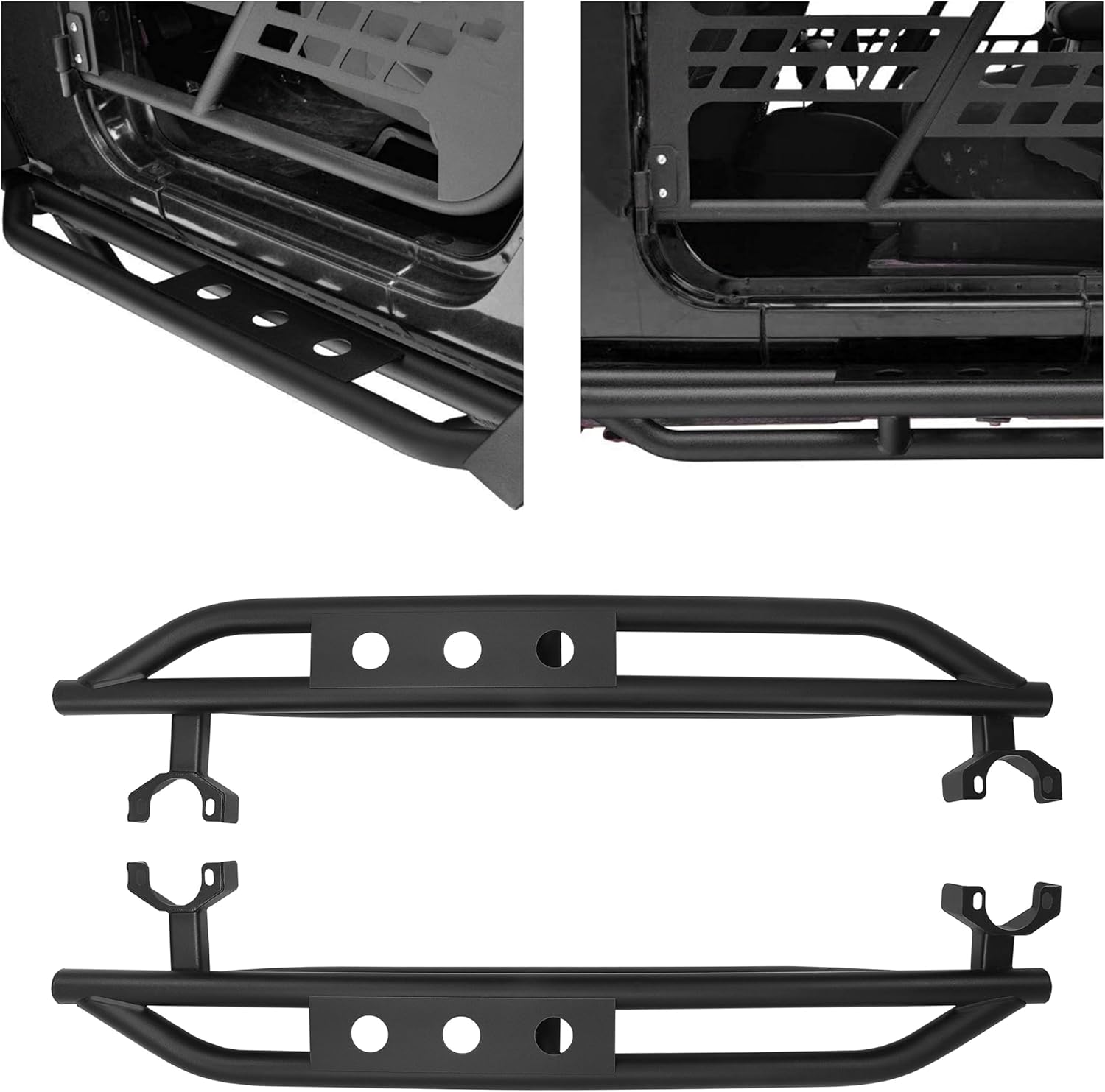 HECASA Estribos laterales compatibles con Jeep Wrangler JK 2007-2018 de 2 puertas, 550 libras, capacidad de 52.6 pulgadas, barras Nerf de acero