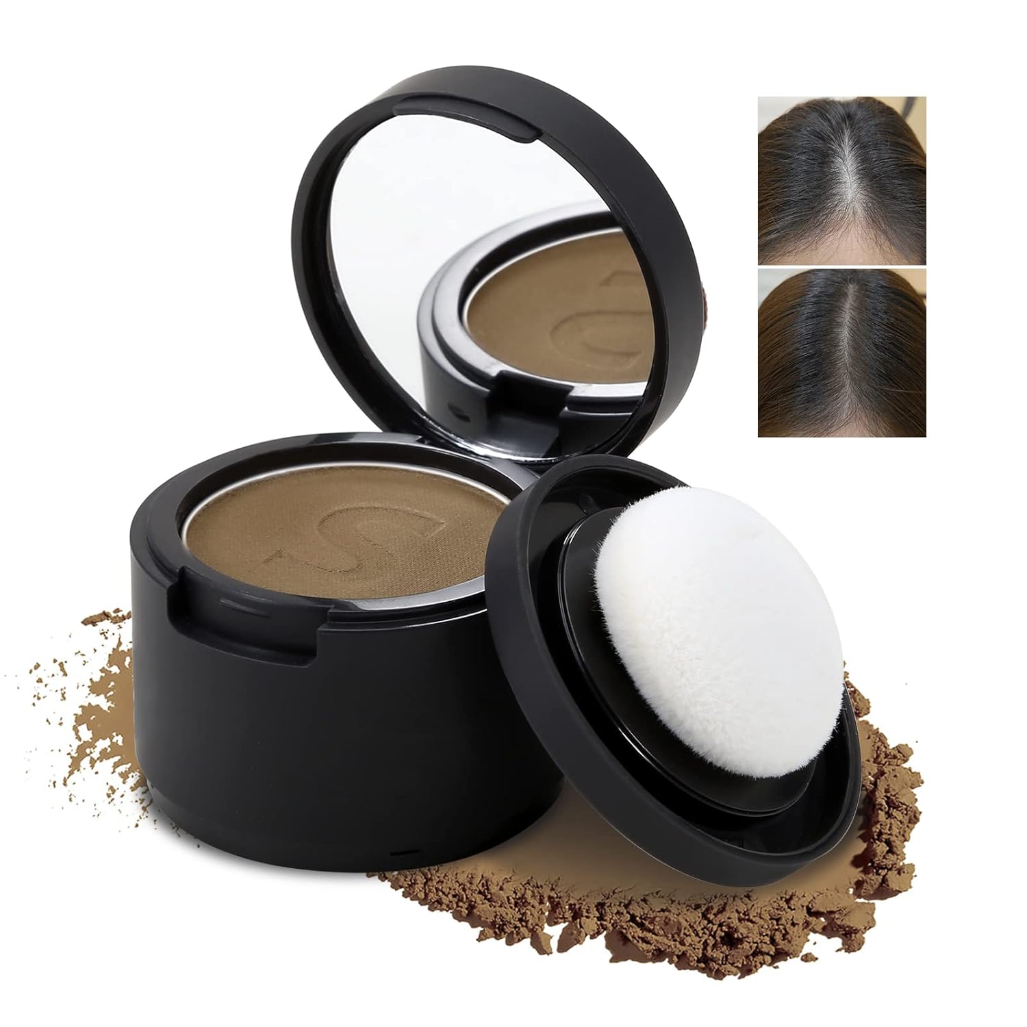Boobeen Polvo de sombra multifuncional para cubrir la raíz de la línea del cabello, polvo corrector de línea de cabello, retoque de raíz de cabello