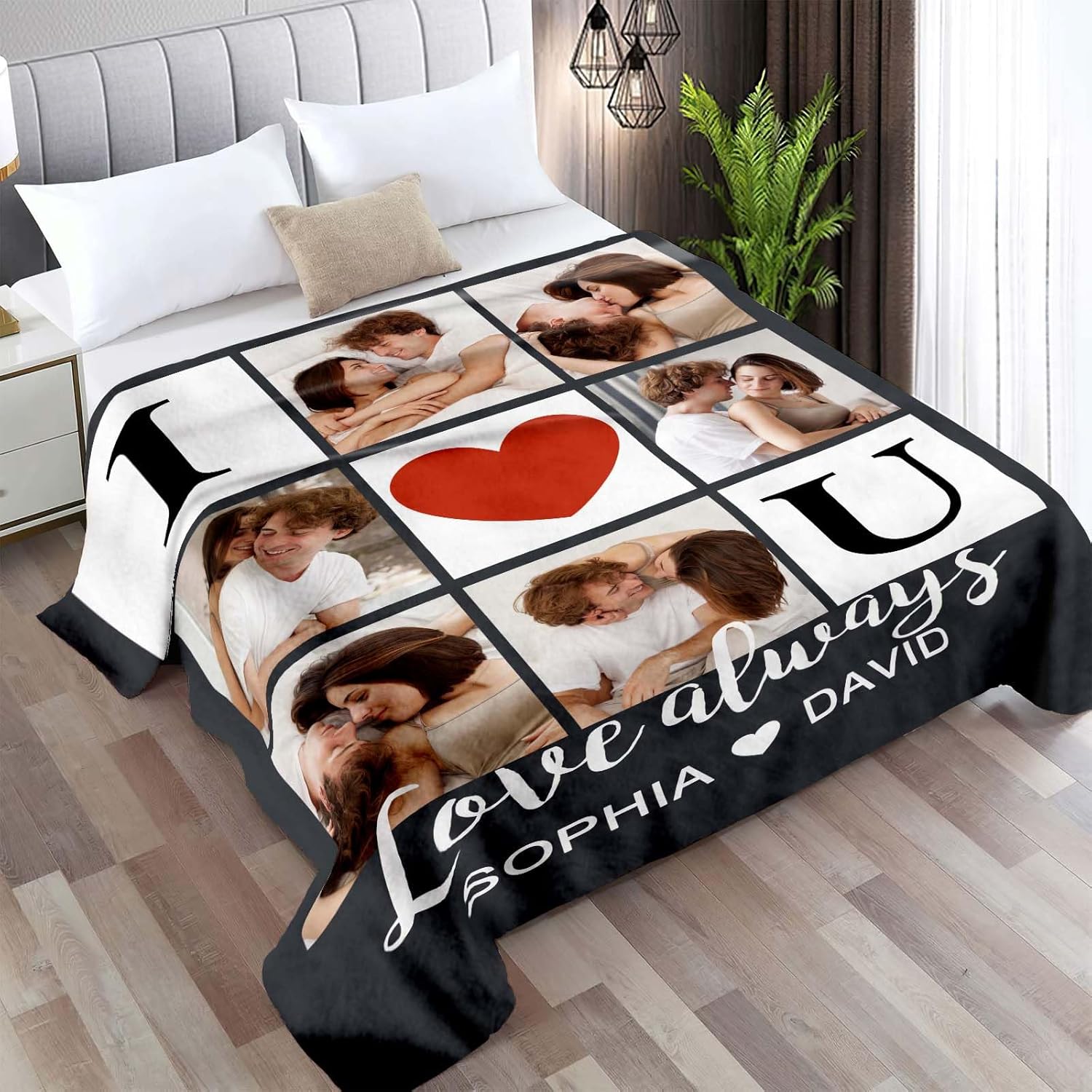 Regalos con texto en inglés “I Love You”, manta de franela personalizada para novio, manta de franela personalizada con imagen, regalos de novio